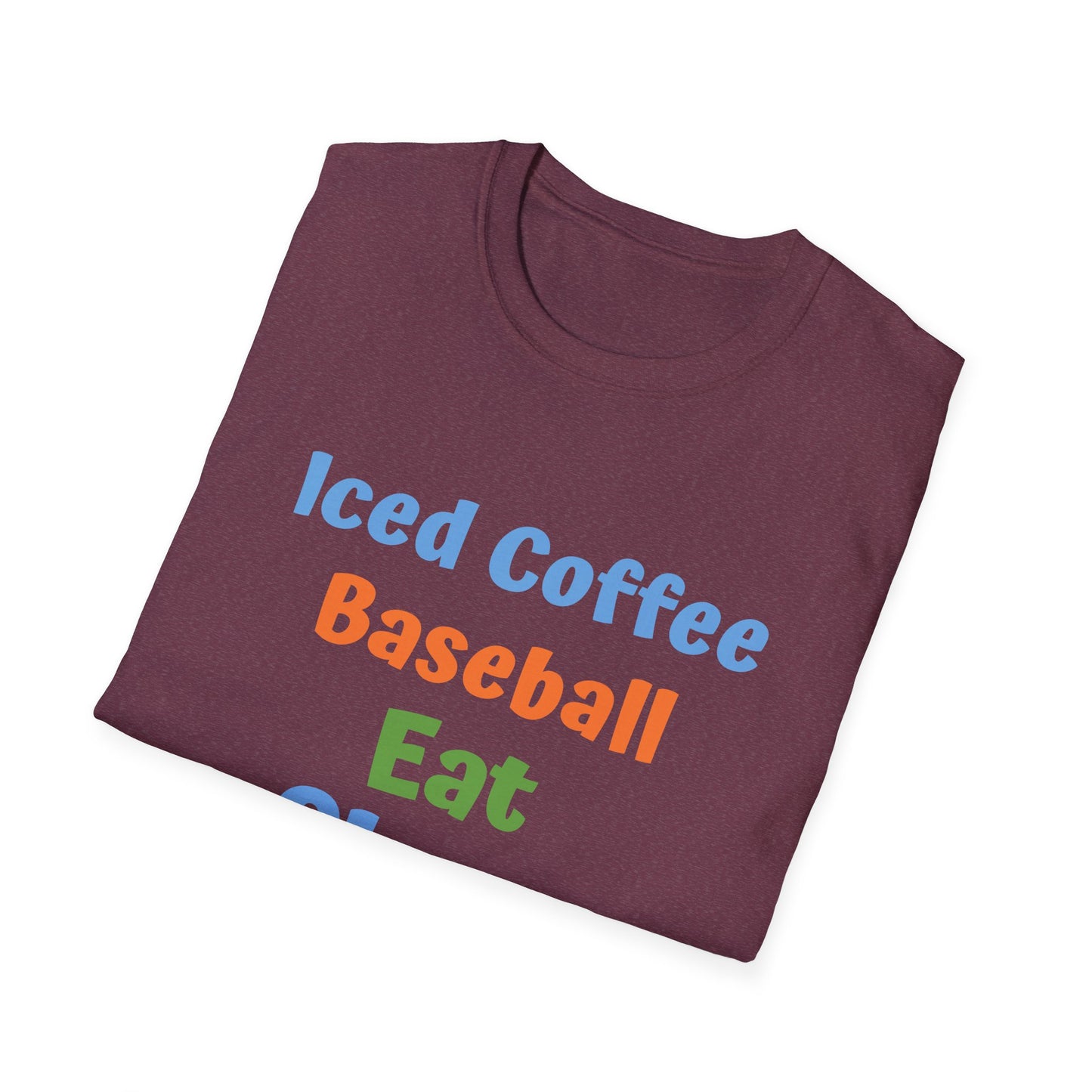 Baseball Graphic Tee - Iced Coffee, Eat Sleep Repeat Shirt, Unisex Softstyle T-Shirt, Sportswear, Summer Gift