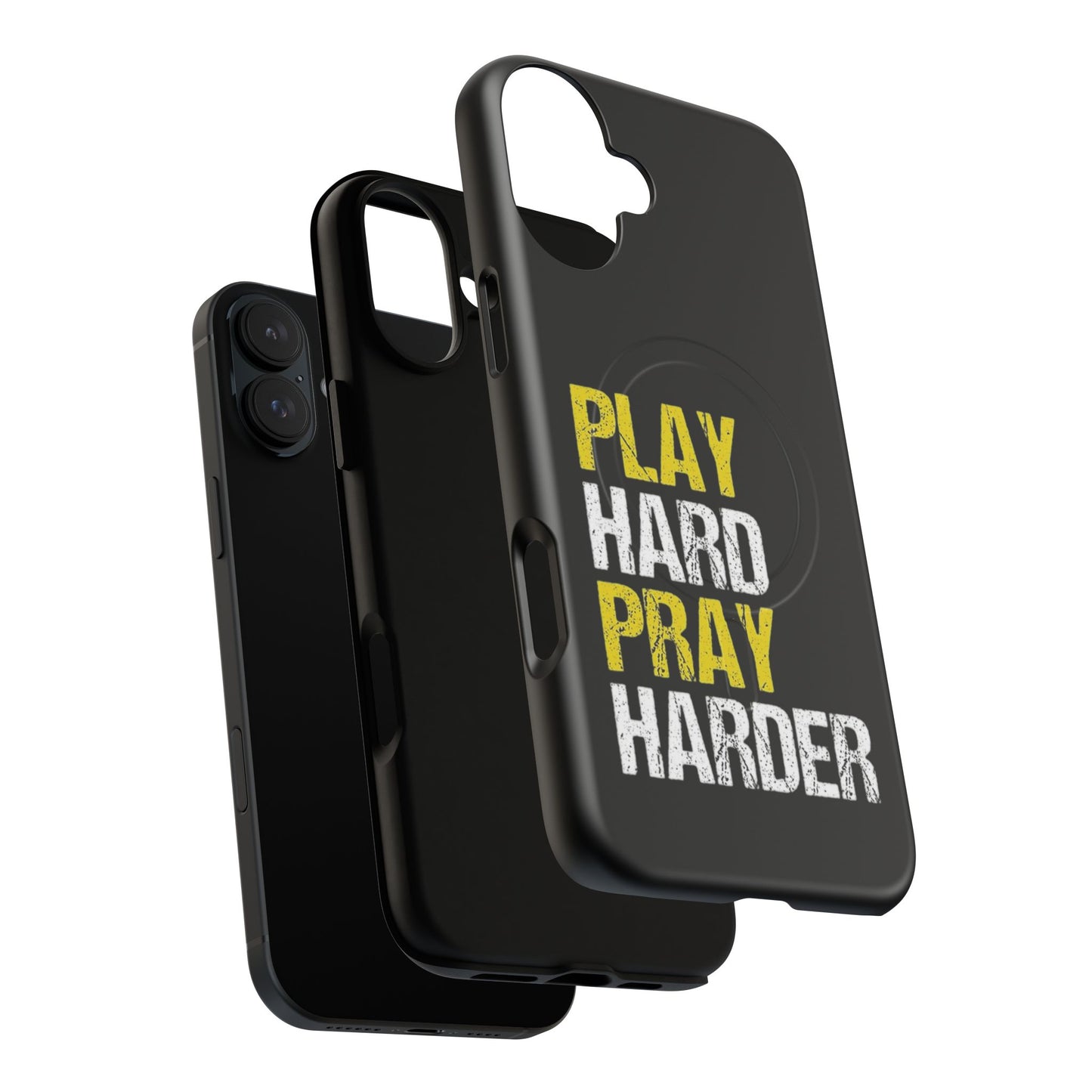 Tough Magnetic Phone Case, Play Hard Pray Harder, Durable Protection, Gifts for Gamers, Sports Enthusiasts, Everyday Use