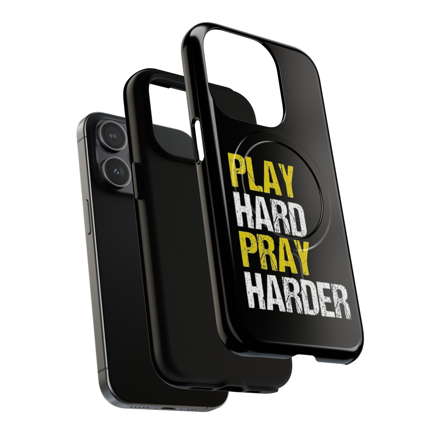 Tough Magnetic Phone Case, Play Hard Pray Harder, Durable Protection, Gifts for Gamers, Sports Enthusiasts, Everyday Use