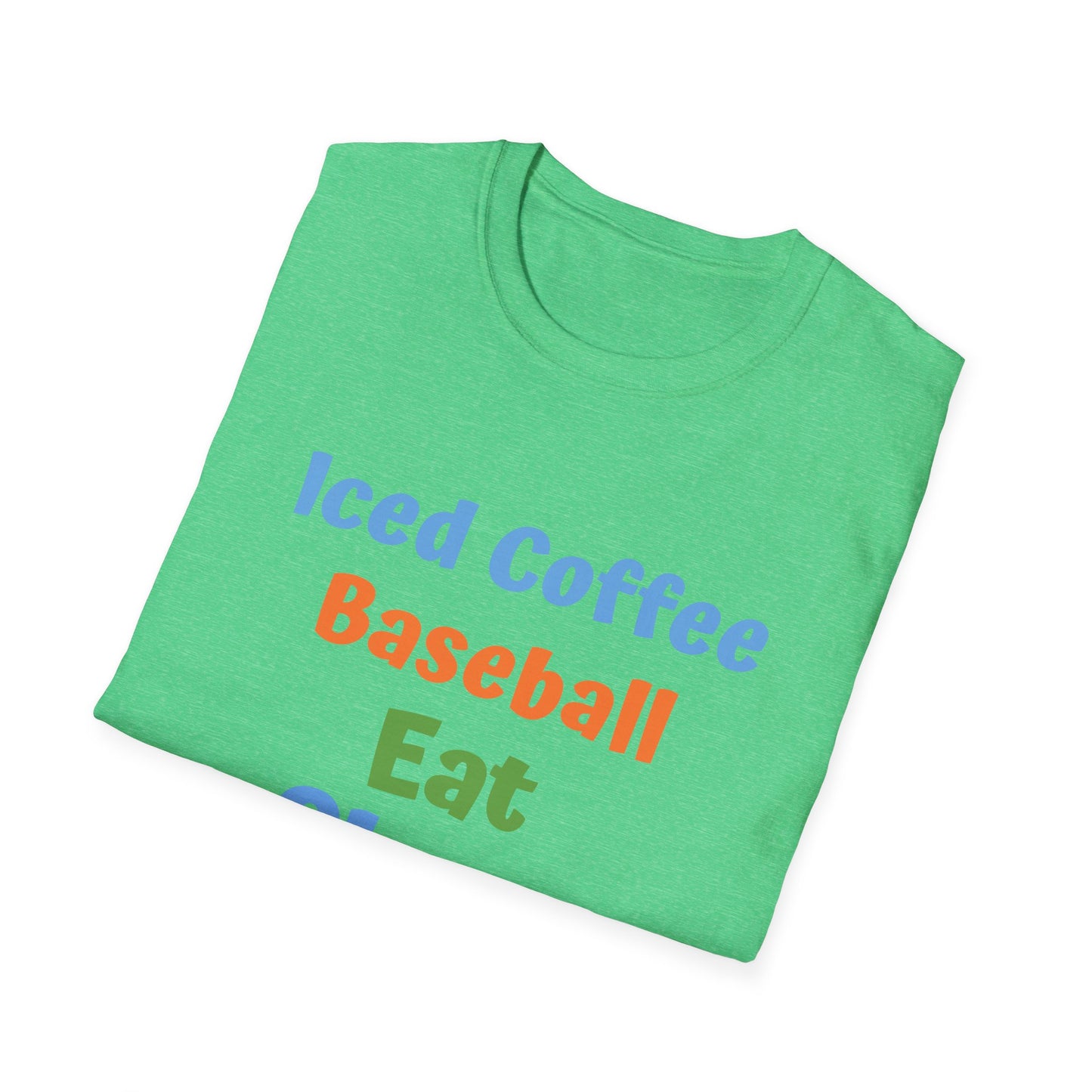 Baseball Graphic Tee - Iced Coffee, Eat Sleep Repeat Shirt, Unisex Softstyle T-Shirt, Sportswear, Summer Gift