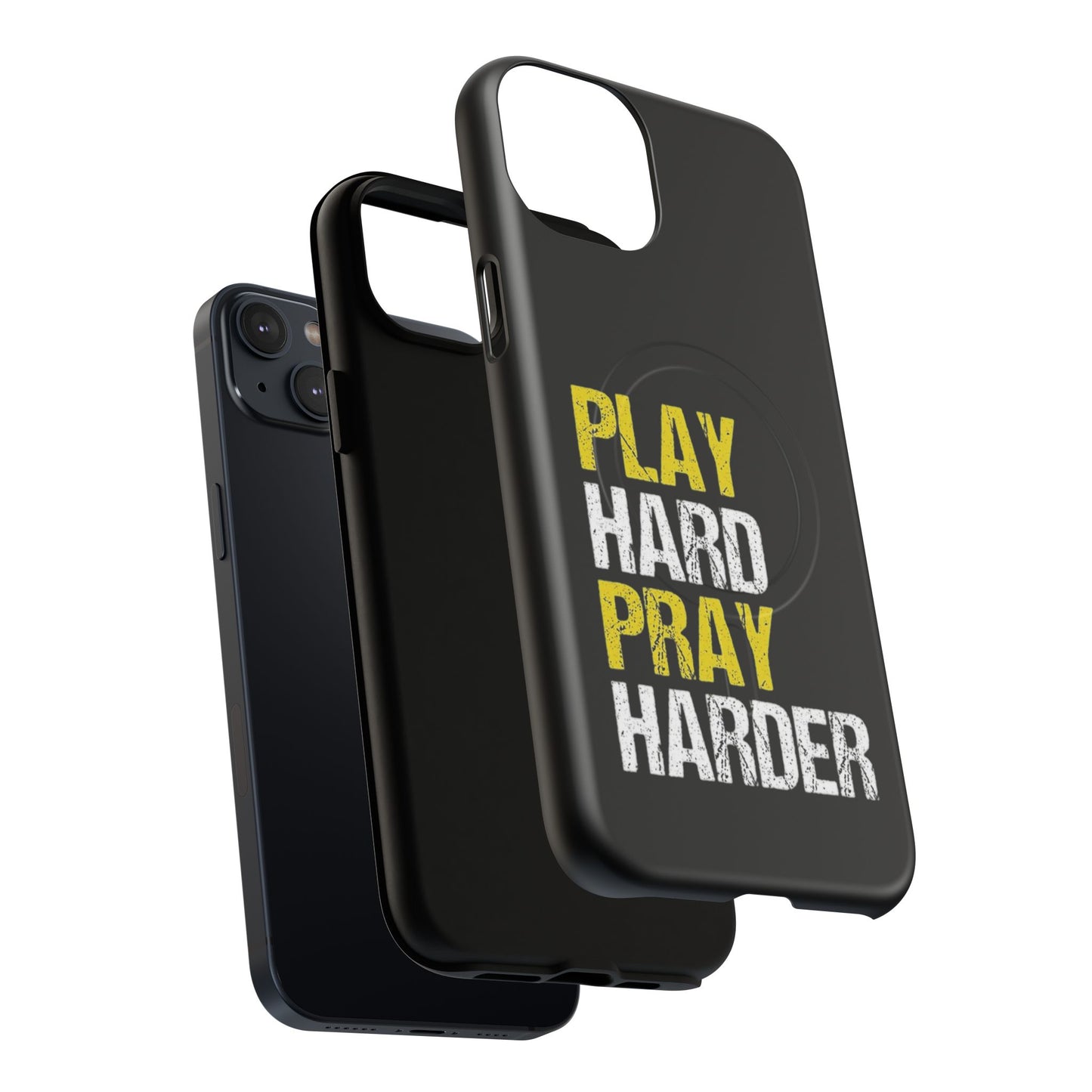 Tough Magnetic Phone Case, Play Hard Pray Harder, Durable Protection, Gifts for Gamers, Sports Enthusiasts, Everyday Use