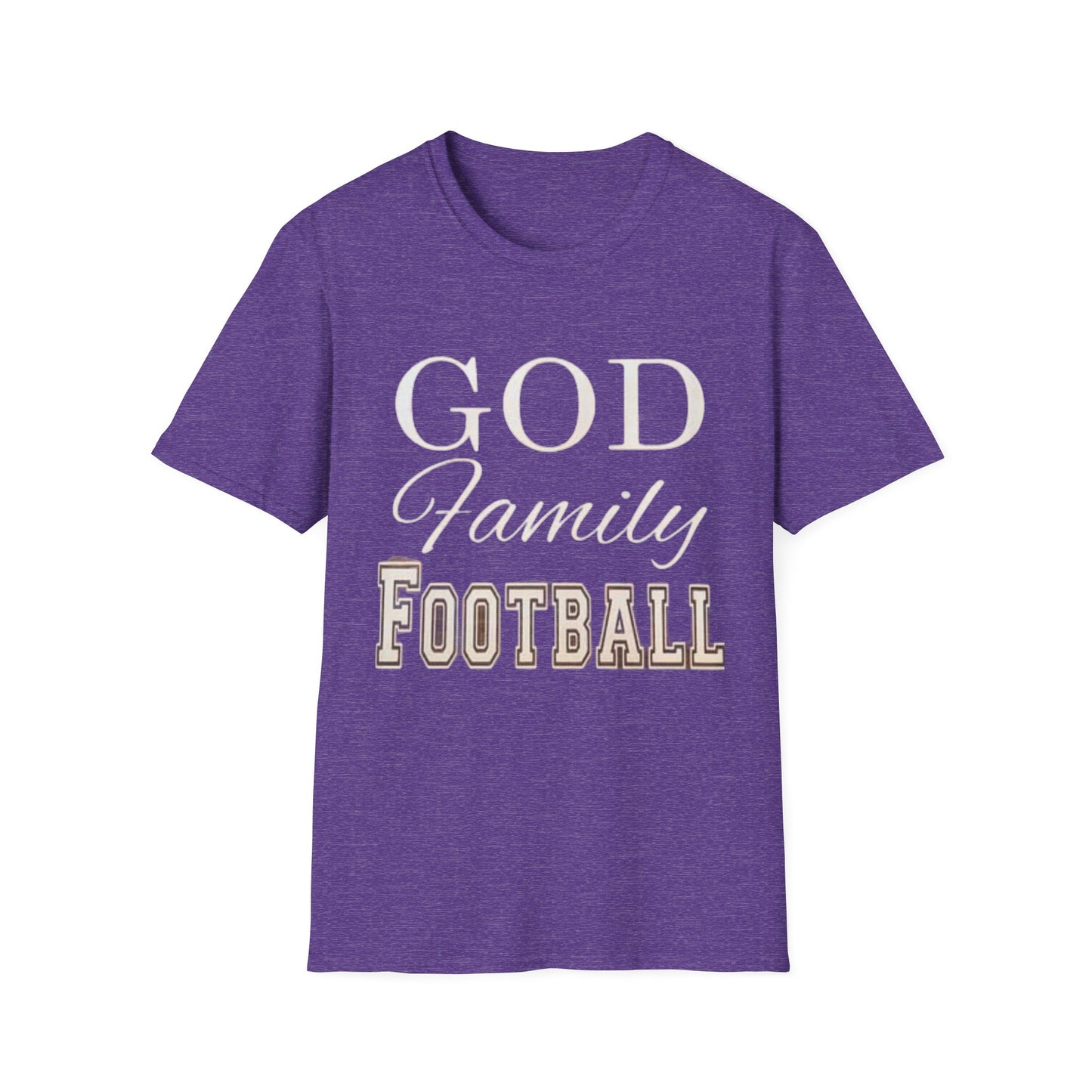 God Family Football Unisex Softstyle T-Shirt | Family Game Day Tee, Sporty Gift, Everyday Comfort, Fall Sportswear, Faith-Inspired Apparel