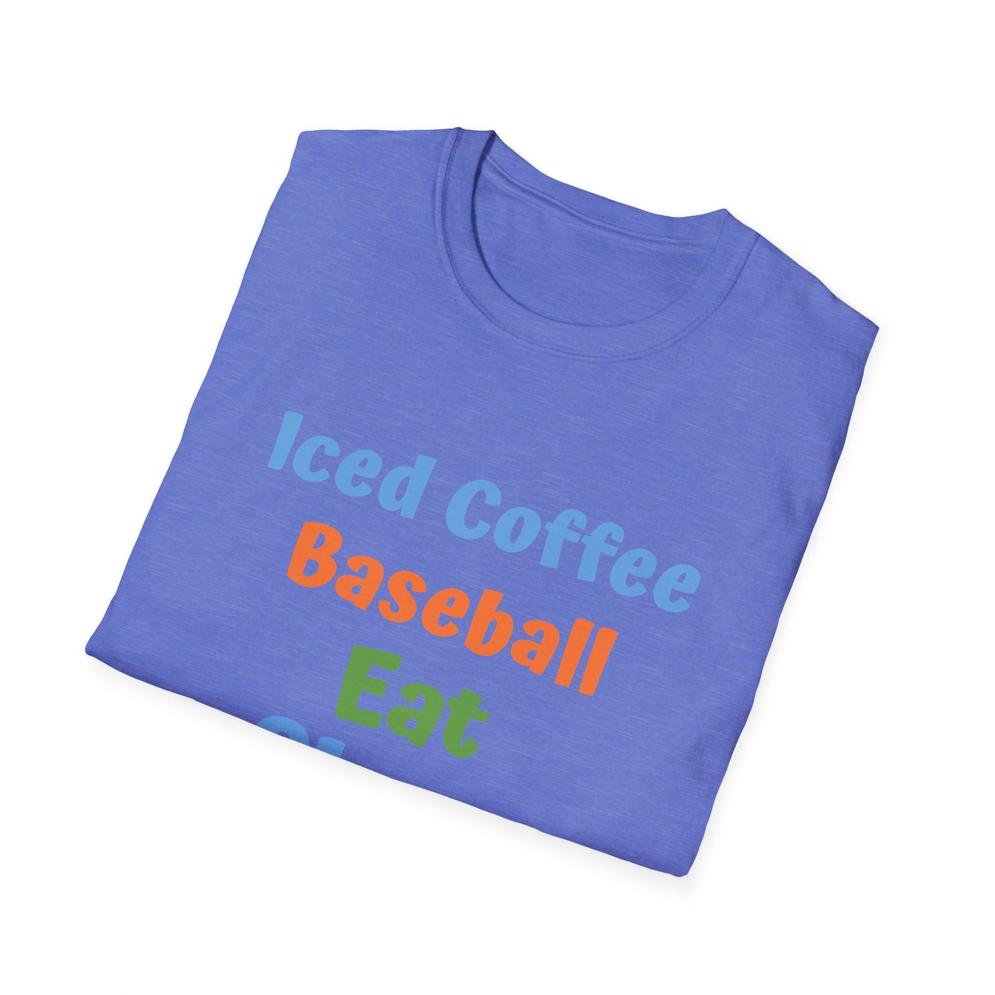 Baseball Graphic Tee - Iced Coffee, Eat Sleep Repeat Shirt, Unisex Softstyle T-Shirt, Sportswear, Summer Gift