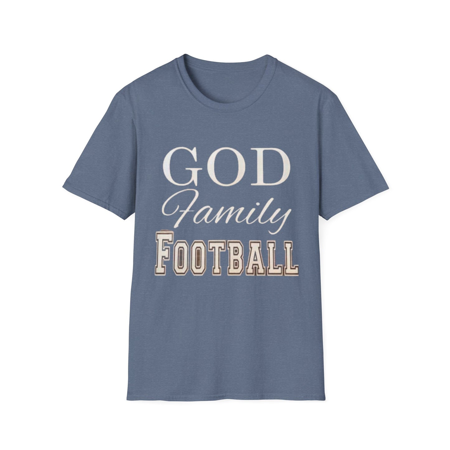God Family Football Unisex Softstyle T-Shirt | Family Game Day Tee, Sporty Gift, Everyday Comfort, Fall Sportswear, Faith-Inspired Apparel