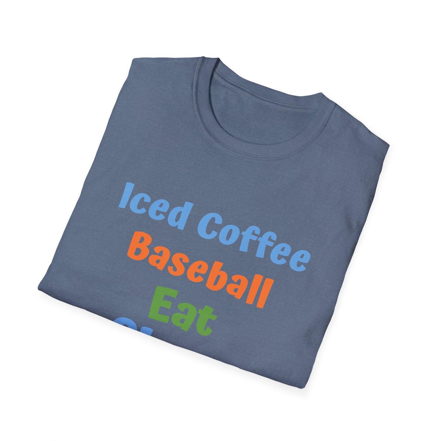 Baseball Graphic Tee - Iced Coffee, Eat Sleep Repeat Shirt, Unisex Softstyle T-Shirt, Sportswear, Summer Gift