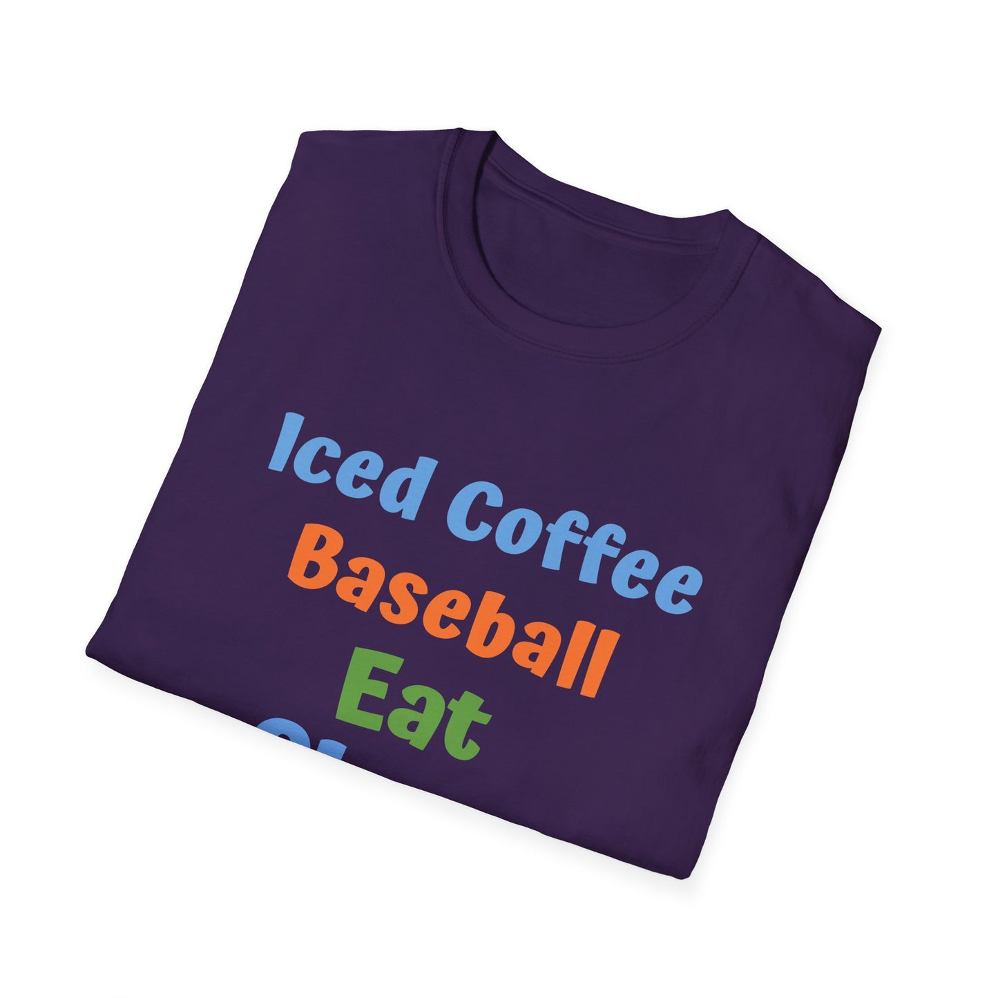 Baseball Graphic Tee - Iced Coffee, Eat Sleep Repeat Shirt, Unisex Softstyle T-Shirt, Sportswear, Summer Gift