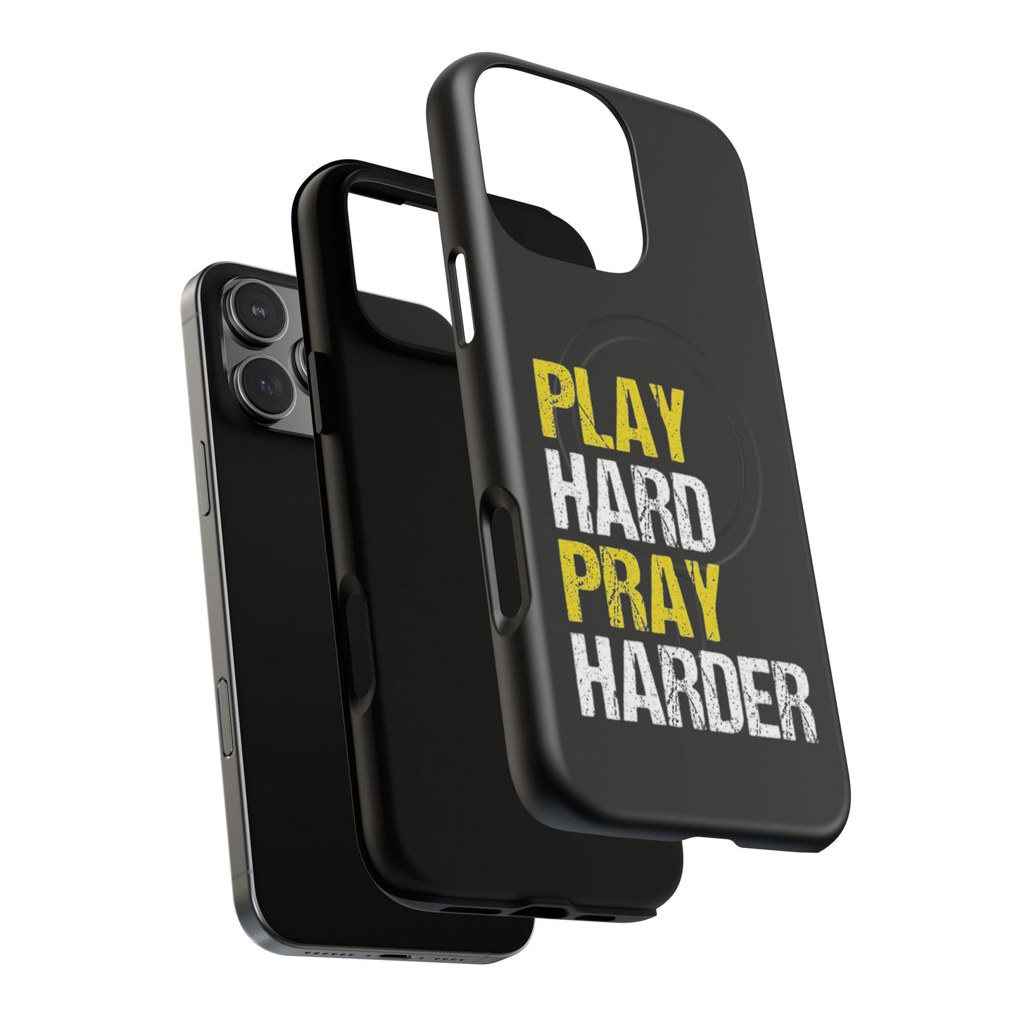 Tough Magnetic Phone Case, Play Hard Pray Harder, Durable Protection, Gifts for Gamers, Sports Enthusiasts, Everyday Use