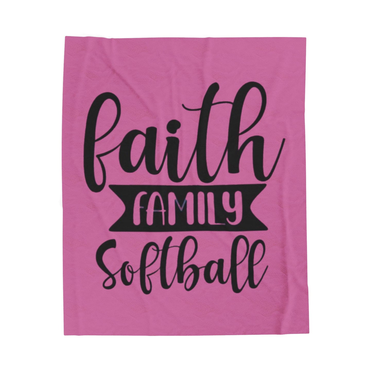 Faith Family Softball Plush Blanket - Cozy Gift for Sports Lovers, Family Gatherings, Softball Season, Relaxation, Home Decor