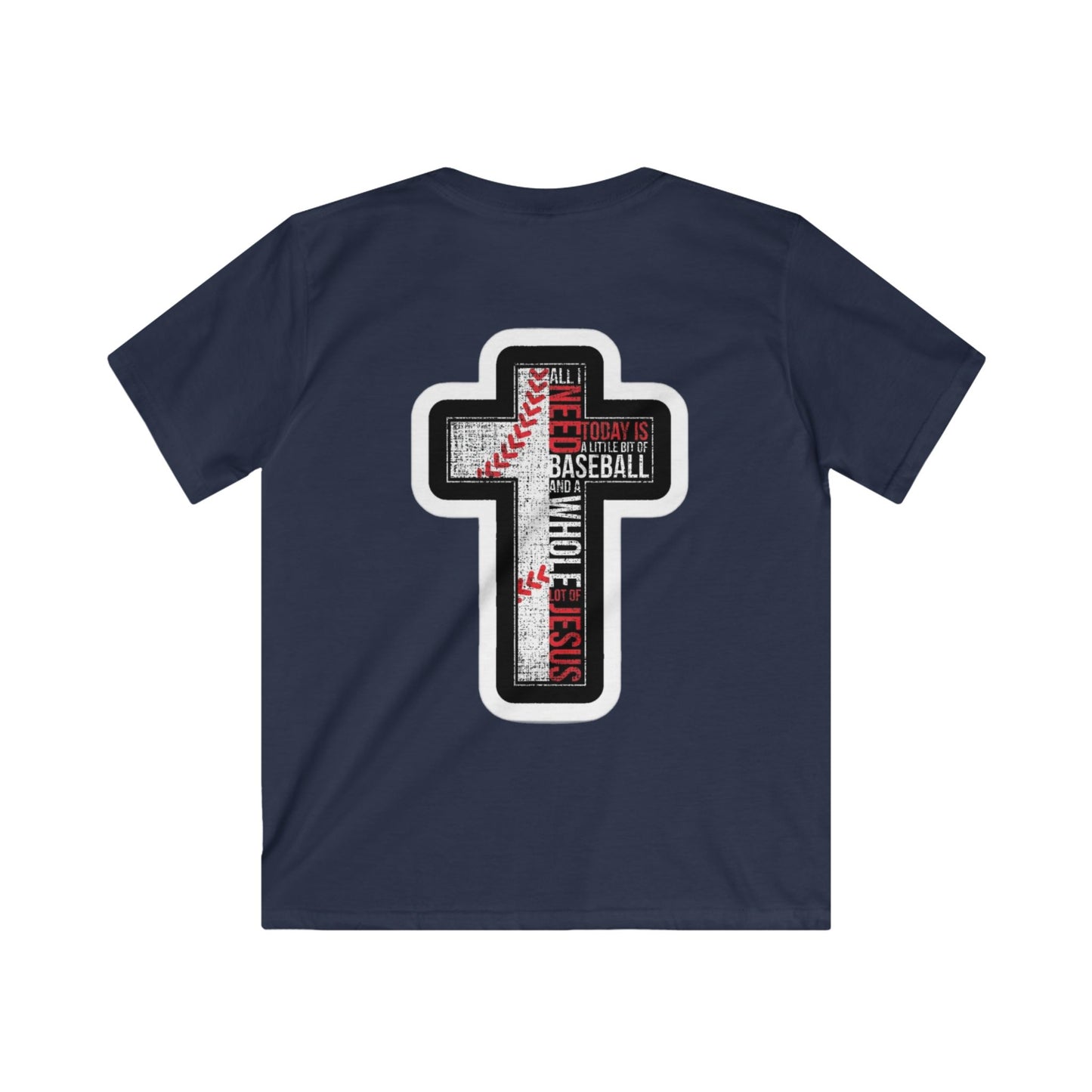 Kids Baseball Faith Tee, Christian T-Shirt, Sport Tee for Kids, Kids Softstyle Shirt, Youth Baseball Shirt, Kids Faith Apparel