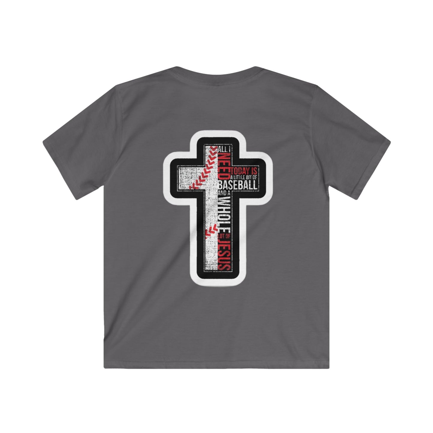 Kids Baseball Faith Tee, Christian T-Shirt, Sport Tee for Kids, Kids Softstyle Shirt, Youth Baseball Shirt, Kids Faith Apparel