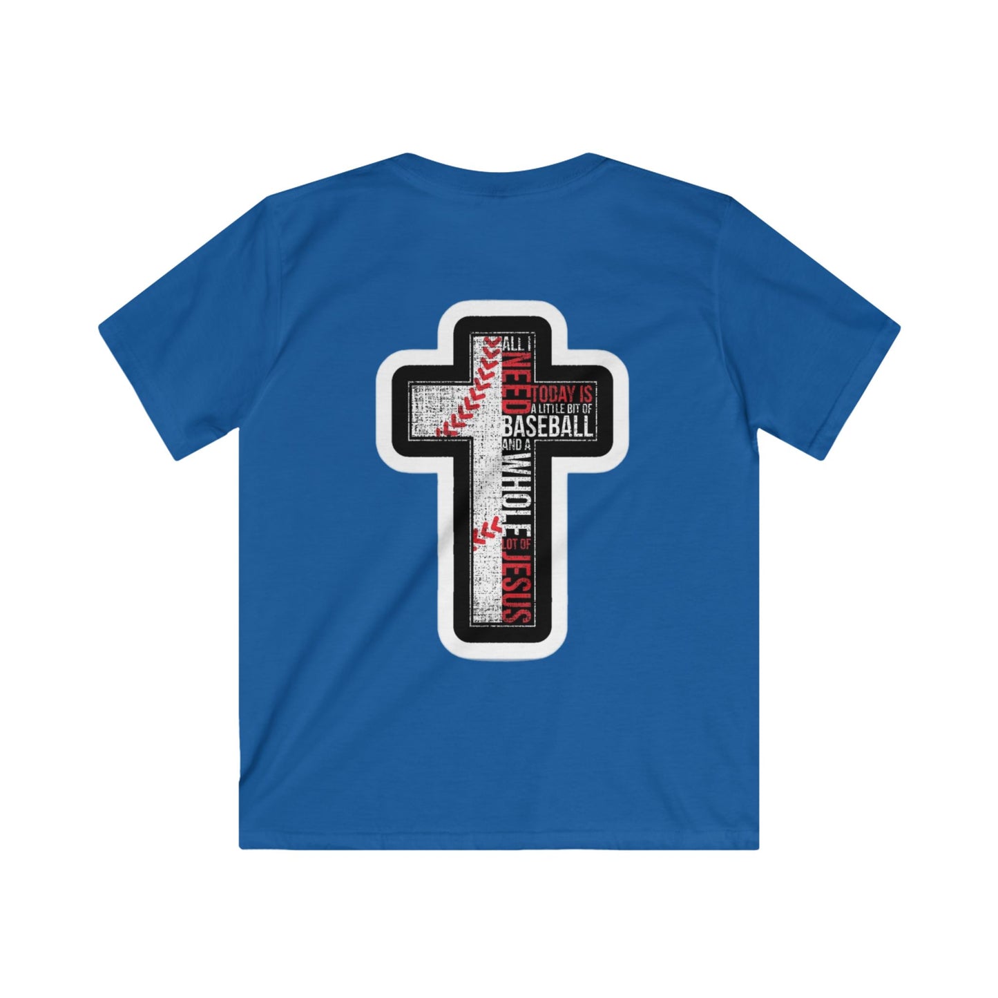 Kids Baseball Faith Tee, Christian T-Shirt, Sport Tee for Kids, Kids Softstyle Shirt, Youth Baseball Shirt, Kids Faith Apparel