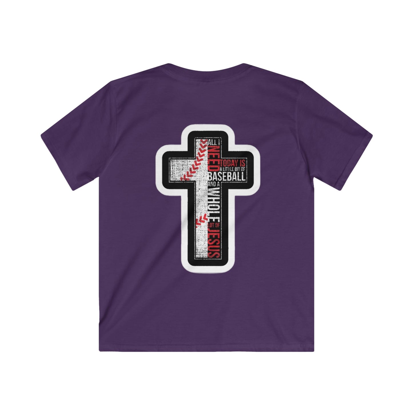 Kids Baseball Faith Tee, Christian T-Shirt, Sport Tee for Kids, Kids Softstyle Shirt, Youth Baseball Shirt, Kids Faith Apparel