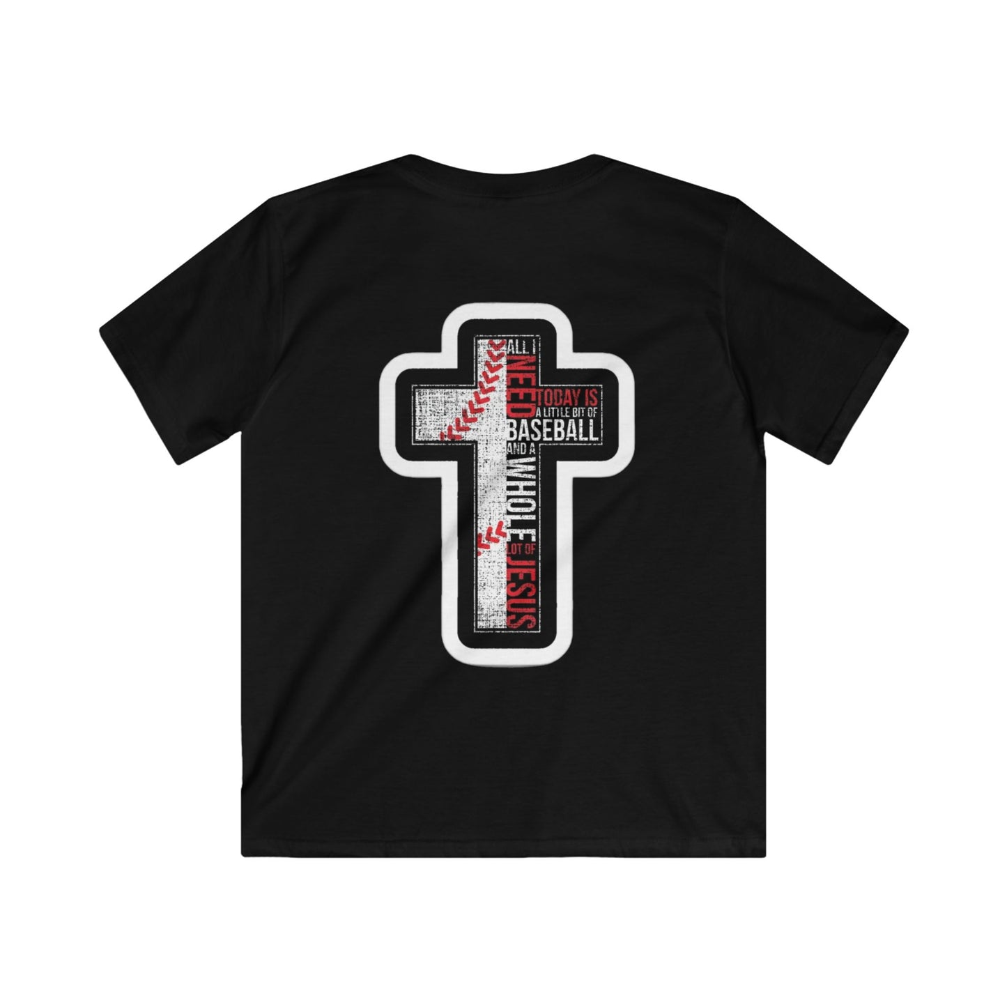 Kids Baseball Faith Tee, Christian T-Shirt, Sport Tee for Kids, Kids Softstyle Shirt, Youth Baseball Shirt, Kids Faith Apparel