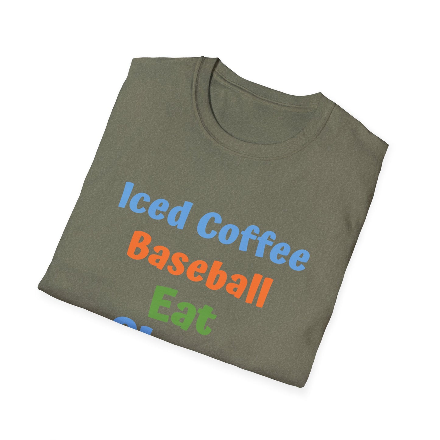 Baseball Graphic Tee - Iced Coffee, Eat Sleep Repeat Shirt, Unisex Softstyle T-Shirt, Sportswear, Summer Gift