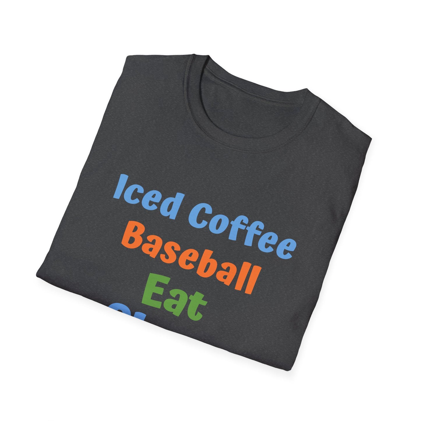 Baseball Graphic Tee - Iced Coffee, Eat Sleep Repeat Shirt, Unisex Softstyle T-Shirt, Sportswear, Summer Gift