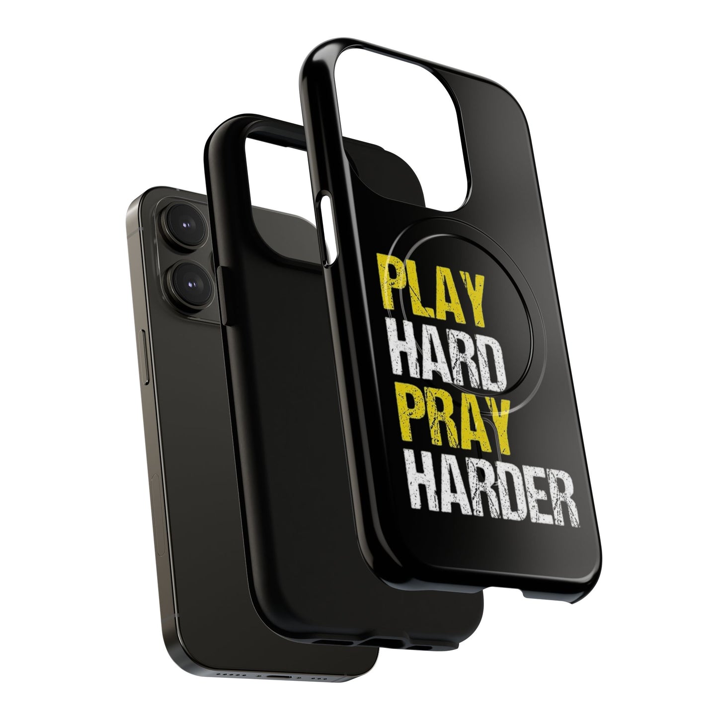 Tough Magnetic Phone Case, Play Hard Pray Harder, Durable Protection, Gifts for Gamers, Sports Enthusiasts, Everyday Use