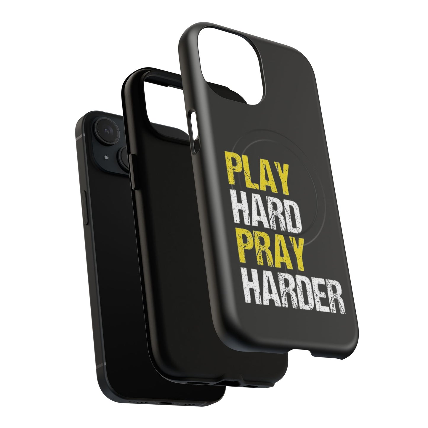 Tough Magnetic Phone Case, Play Hard Pray Harder, Durable Protection, Gifts for Gamers, Sports Enthusiasts, Everyday Use