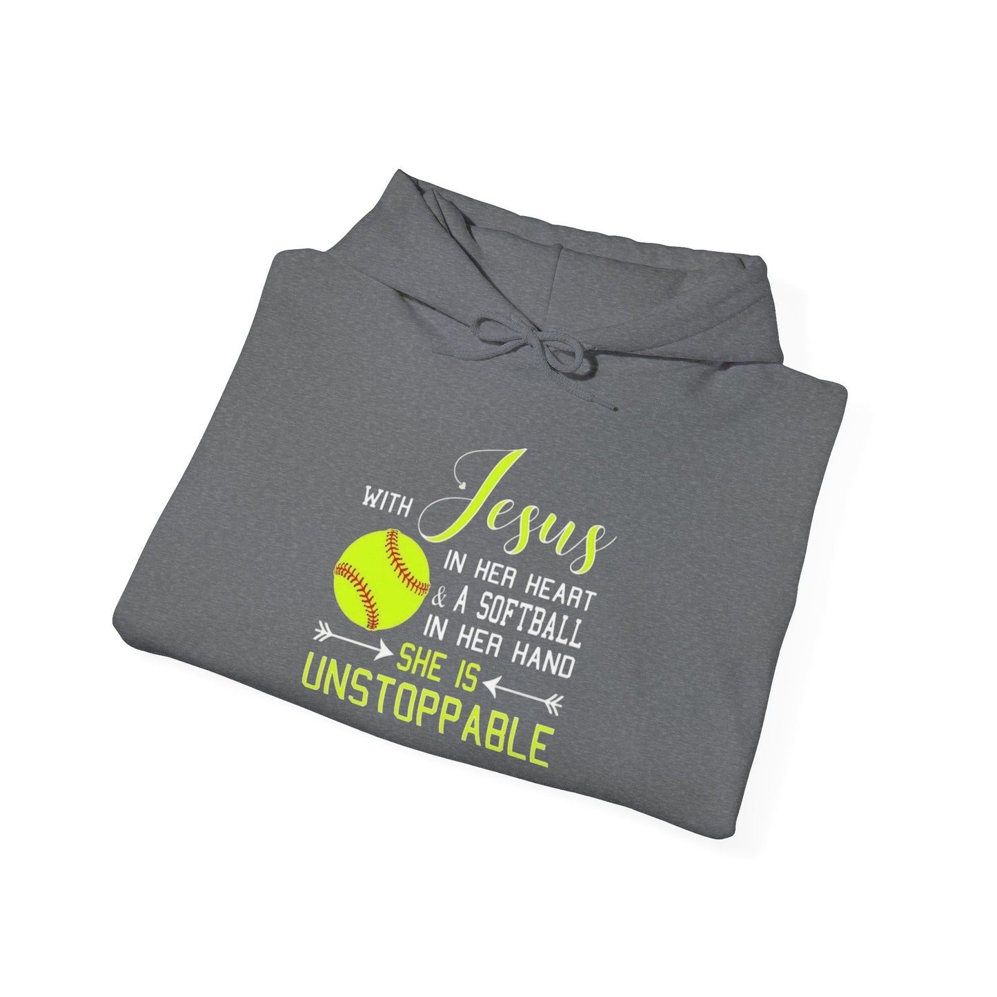 Unstoppable Faith Hooded Sweatshirt | Christian Gift for Softball Players | Inspirational Hoodie | Activewear for Women | Birthday Gift