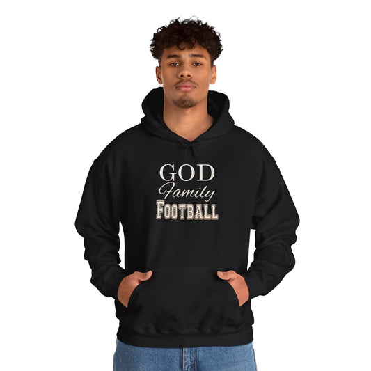 Faith & Family Football Hoodie, God Family Football Sweatshirt, Unisex Pullover, Passionate Sportswear, Ideal Gift for Fans