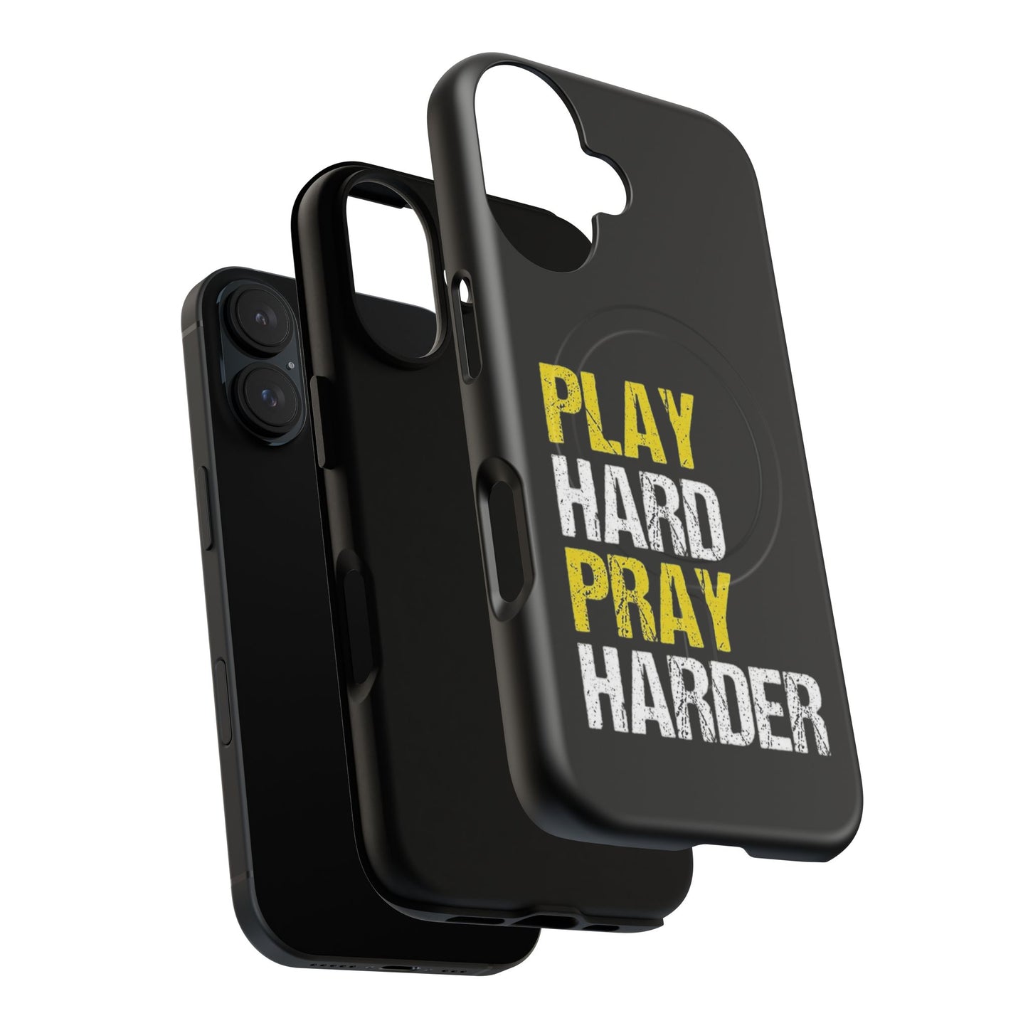 Tough Magnetic Phone Case, Play Hard Pray Harder, Durable Protection, Gifts for Gamers, Sports Enthusiasts, Everyday Use