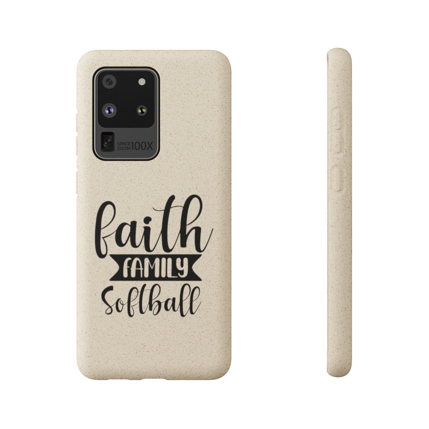 Biodegradable Softball Case - Faith Family Design, Eco-Friendly Phone Cover, Gift for Softball Lovers, Sustainable Accessory, Sports [...]