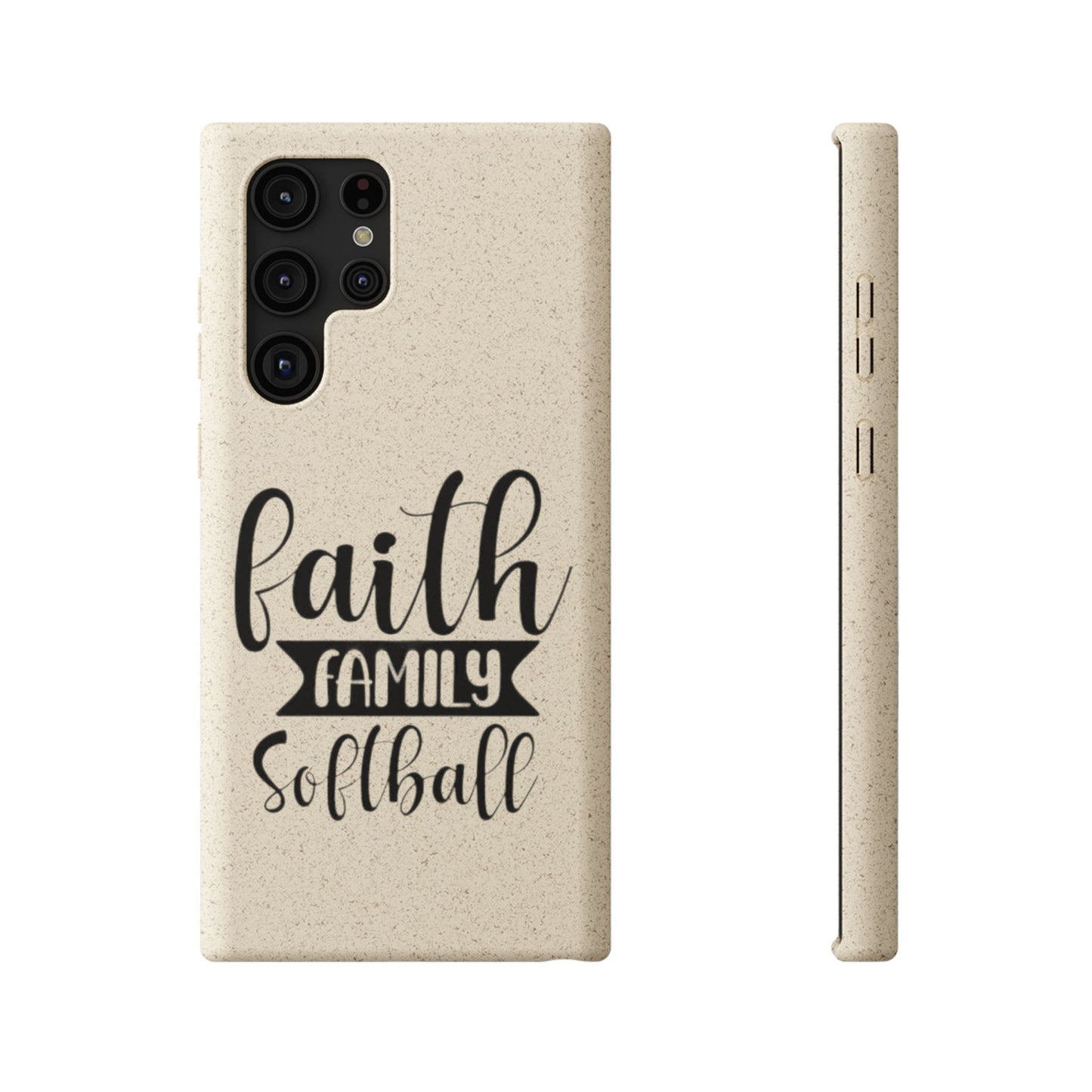 Biodegradable Softball Case - Faith Family Design, Eco-Friendly Phone Cover, Gift for Softball Lovers, Sustainable Accessory, Sports [...]