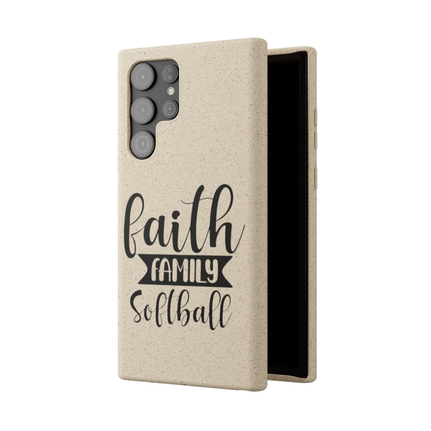 Biodegradable Softball Case - Faith Family Design, Eco-Friendly Phone Cover, Gift for Softball Lovers, Sustainable Accessory, Sports [...]
