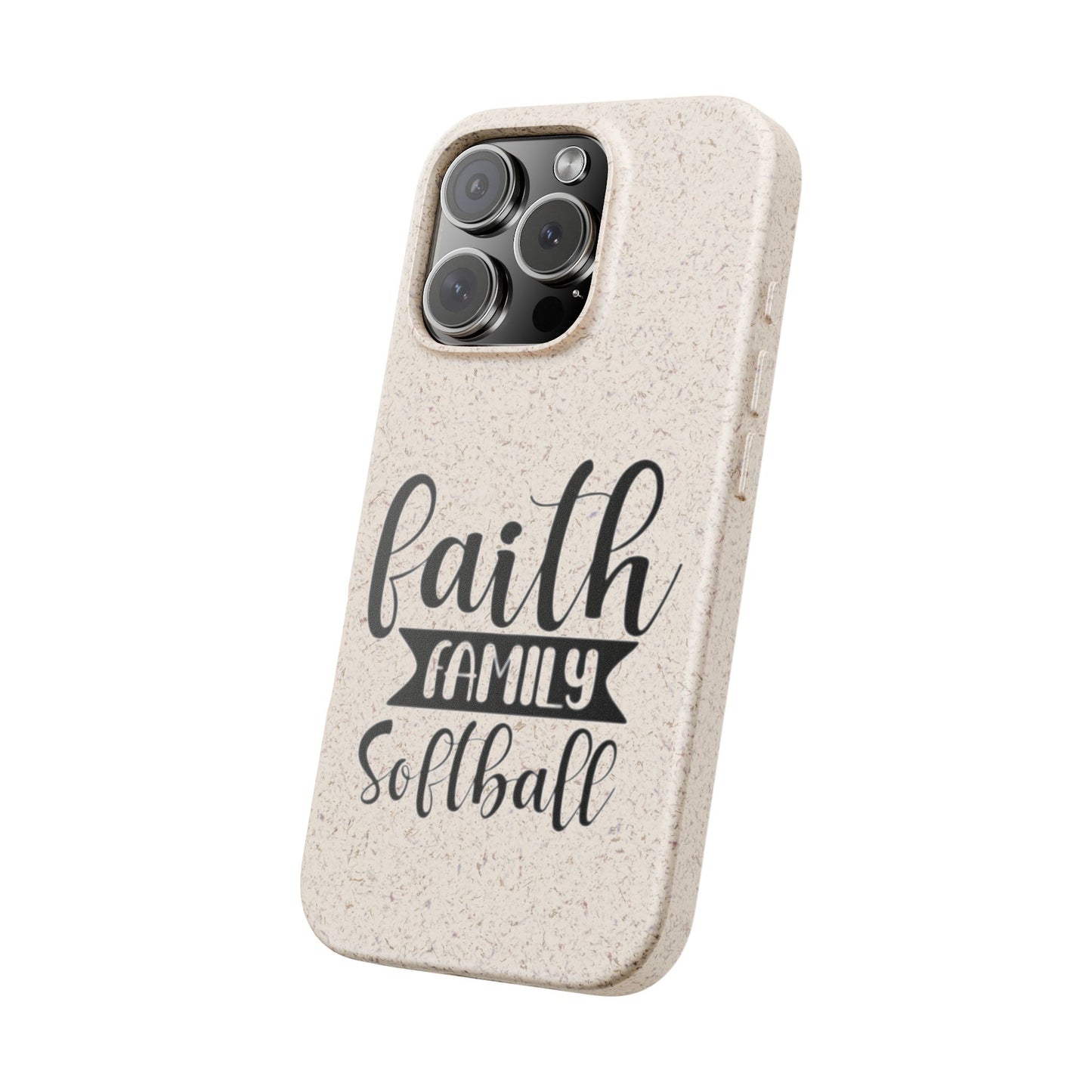 Biodegradable Softball Case - Faith Family Design, Eco-Friendly Phone Cover, Gift for Softball Lovers, Sustainable Accessory, Sports [...]