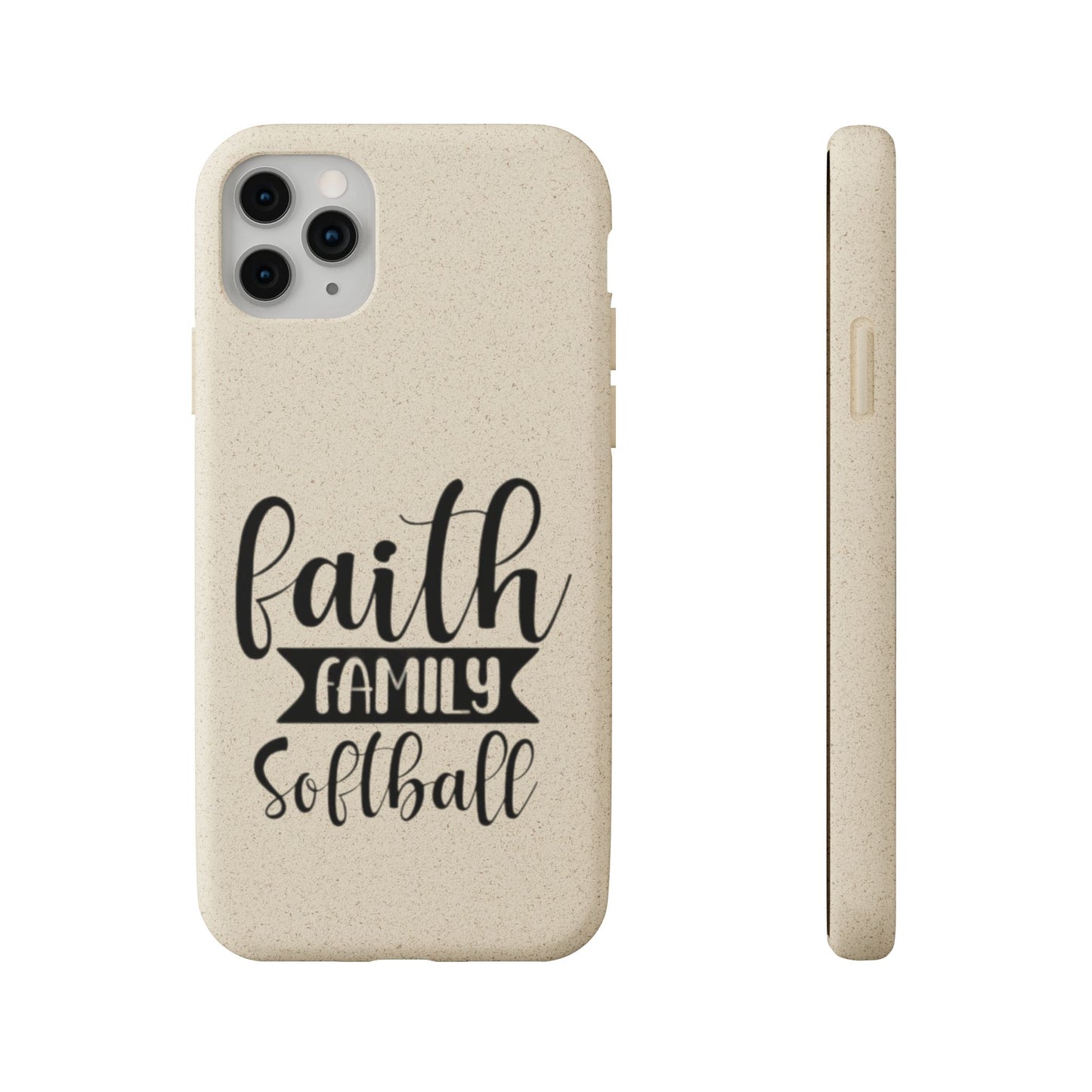 Biodegradable Softball Case - Faith Family Design, Eco-Friendly Phone Cover, Gift for Softball Lovers, Sustainable Accessory, Sports [...]