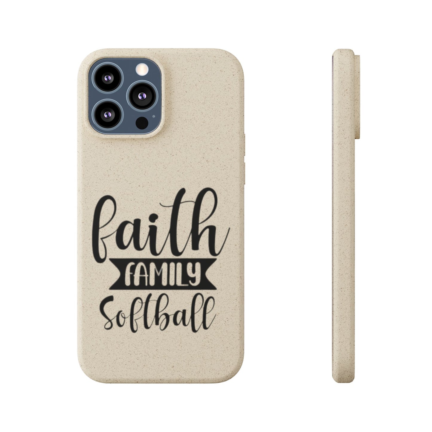 Biodegradable Softball Case - Faith Family Design, Eco-Friendly Phone Cover, Gift for Softball Lovers, Sustainable Accessory, Sports [...]