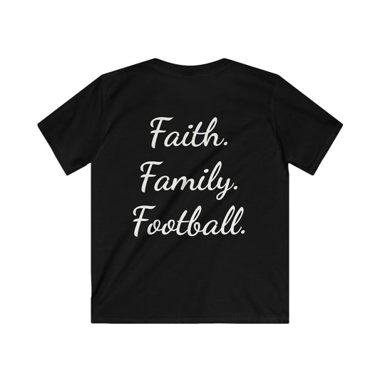 Faith, Family, Football Kids Tee - Softstyle Youth T-Shirt, Gift for Kids, Family Sports Tee, Kids Casual Wear, Birthday Gifts