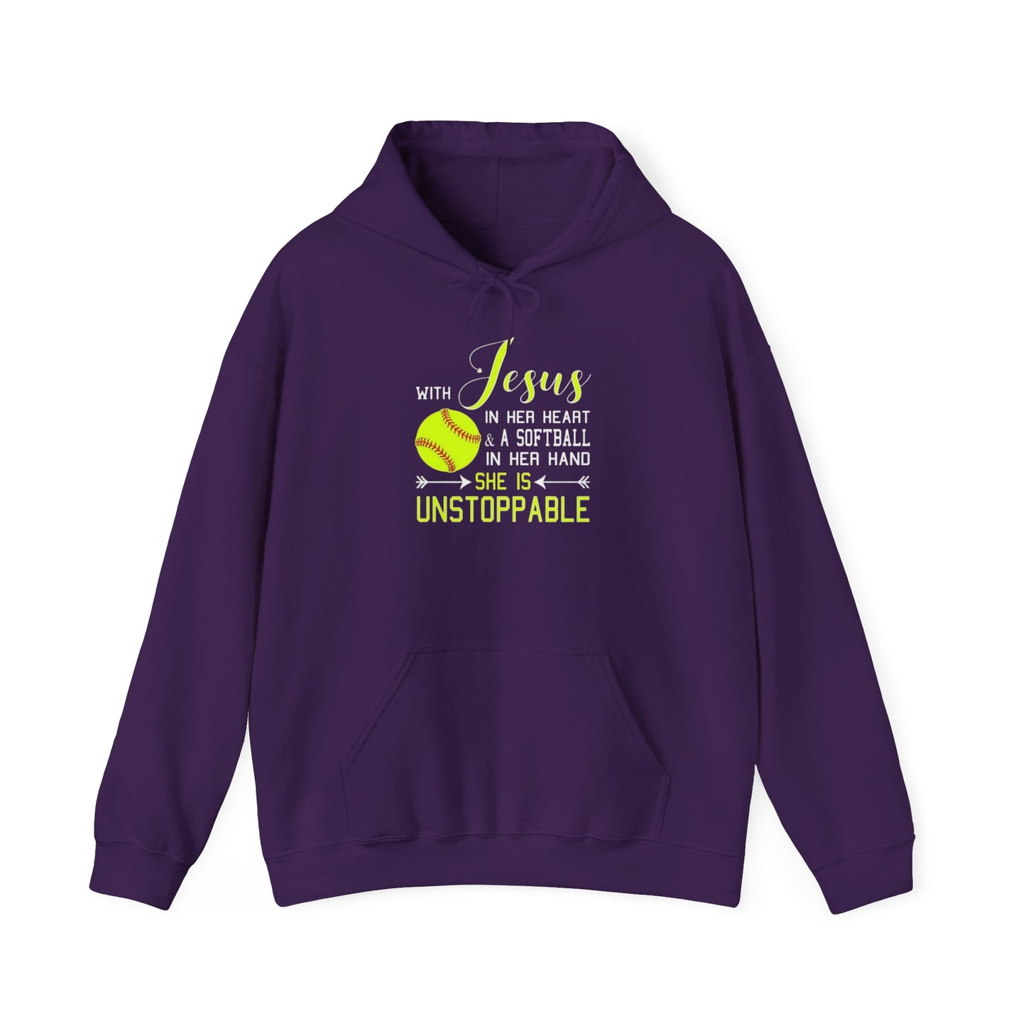 Unstoppable Faith Hooded Sweatshirt | Christian Gift for Softball Players | Inspirational Hoodie | Activewear for Women | Birthday Gift