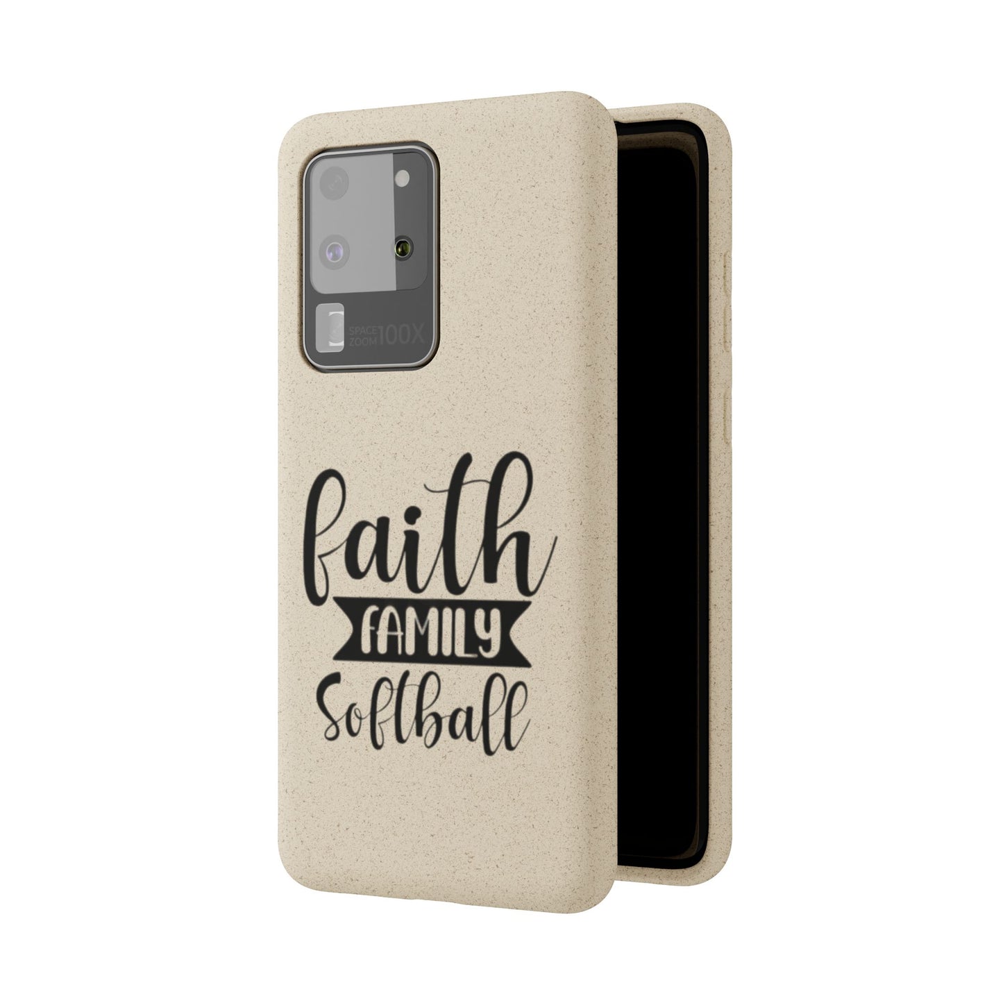 Biodegradable Softball Case - Faith Family Design, Eco-Friendly Phone Cover, Gift for Softball Lovers, Sustainable Accessory, Sports [...]