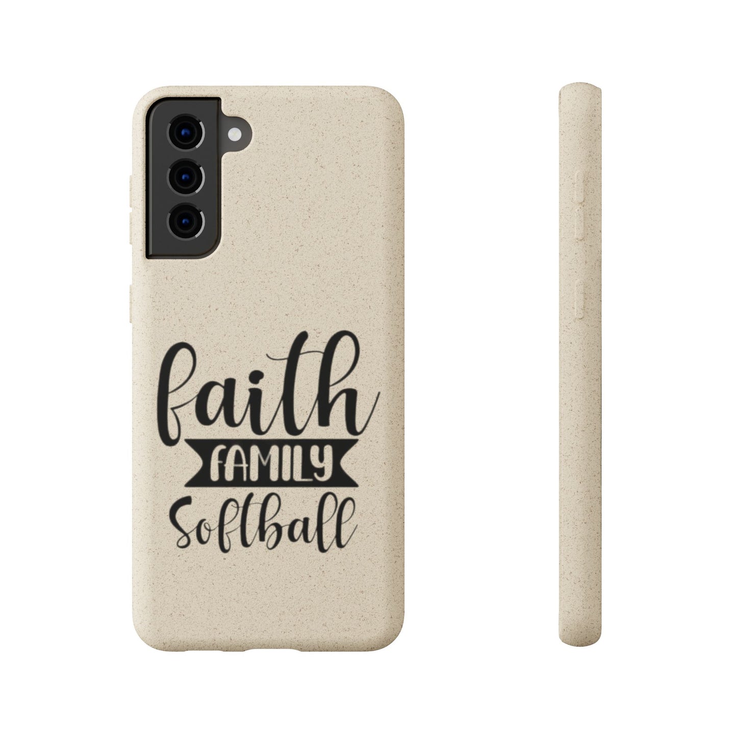 Biodegradable Softball Case - Faith Family Design, Eco-Friendly Phone Cover, Gift for Softball Lovers, Sustainable Accessory, Sports [...]