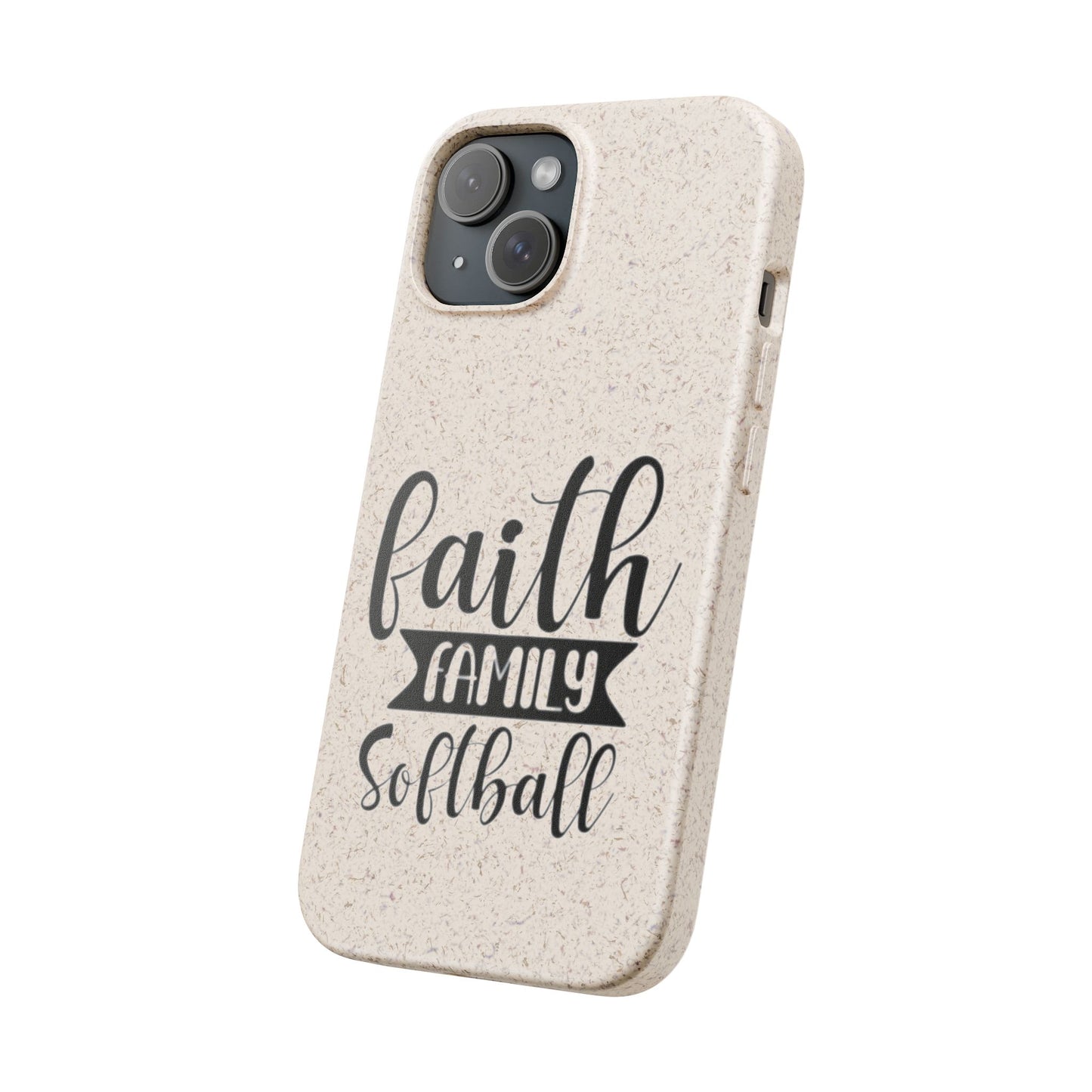 Biodegradable Softball Case - Faith Family Design, Eco-Friendly Phone Cover, Gift for Softball Lovers, Sustainable Accessory, Sports [...]