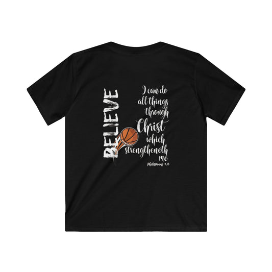 Kids Inspirational Tee, Motivational Kids Shirt, Believe T-Shirt, Christian Youth Clothing, Basketball Faith Tee