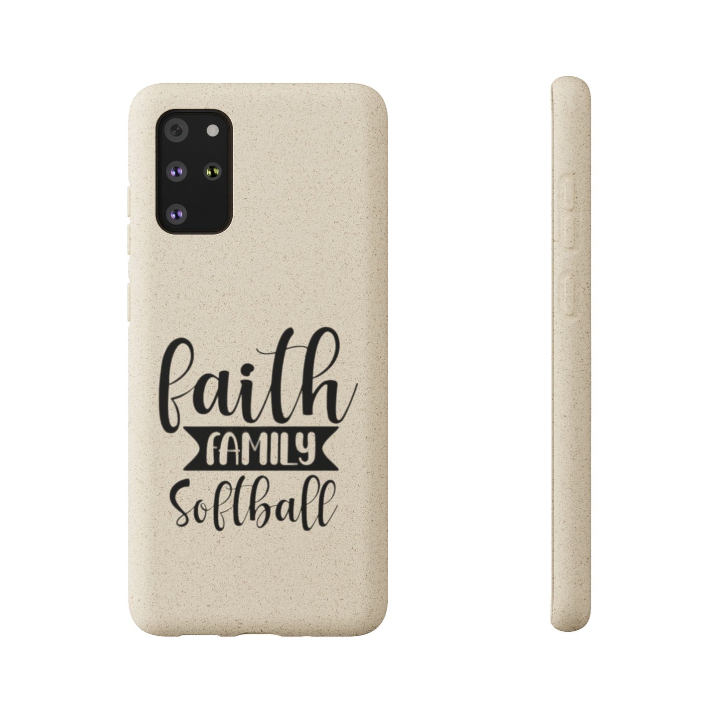 Biodegradable Softball Case - Faith Family Design, Eco-Friendly Phone Cover, Gift for Softball Lovers, Sustainable Accessory, Sports [...]