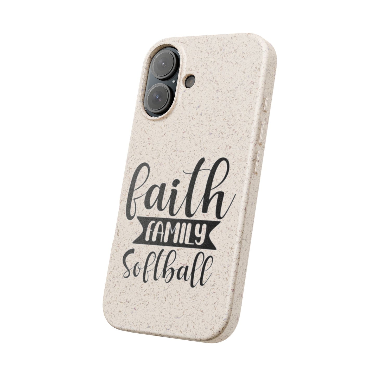 Biodegradable Softball Case - Faith Family Design, Eco-Friendly Phone Cover, Gift for Softball Lovers, Sustainable Accessory, Sports [...]
