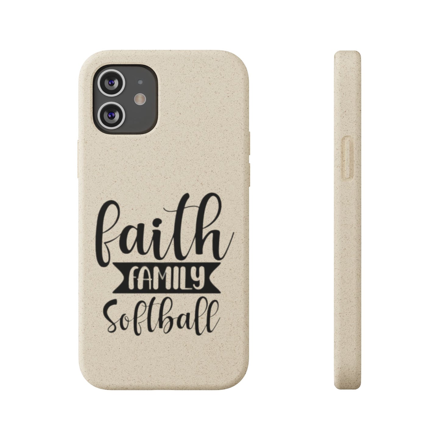 Biodegradable Softball Case - Faith Family Design, Eco-Friendly Phone Cover, Gift for Softball Lovers, Sustainable Accessory, Sports [...]