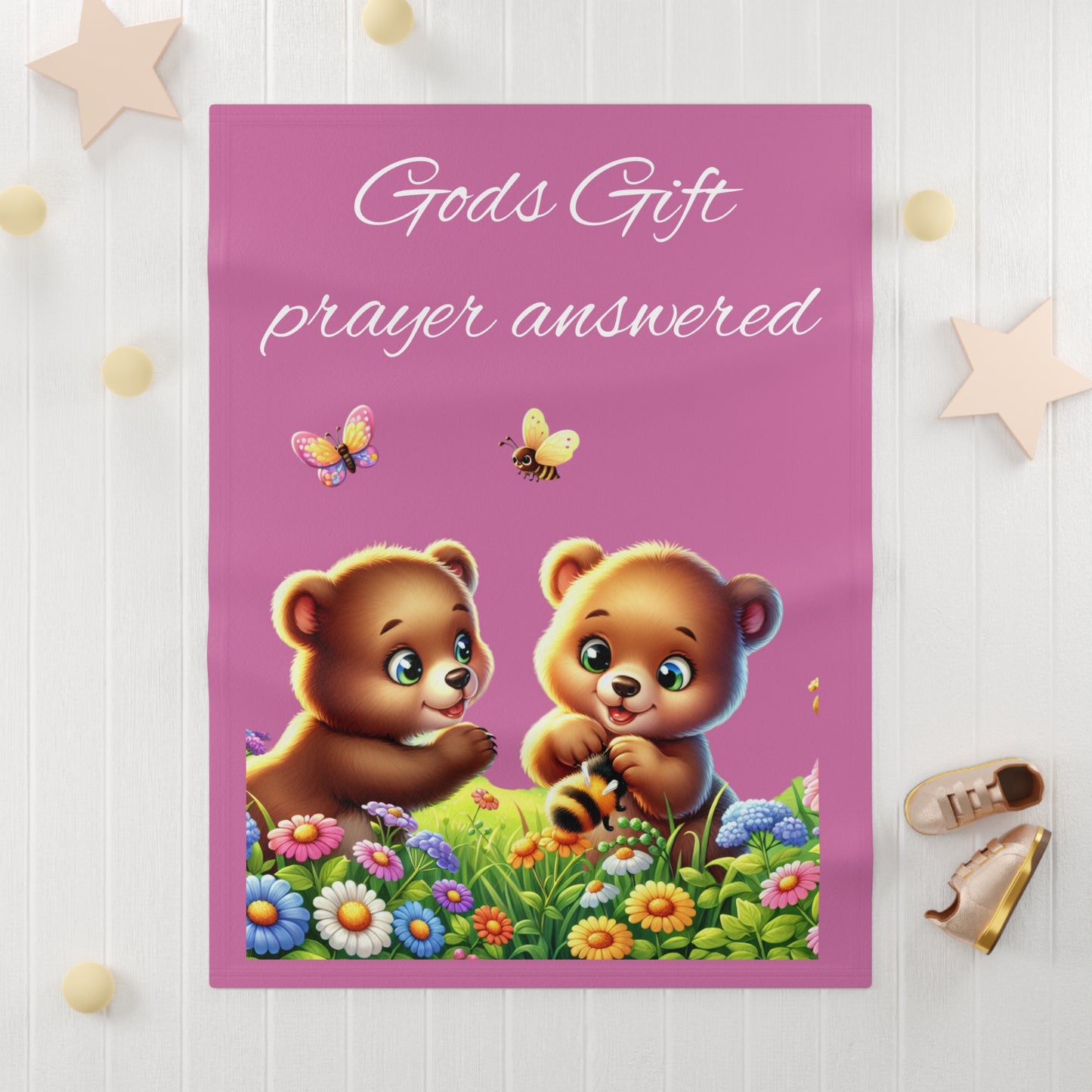 Soft Fleece Baby Blanket with Cute Bears - Perfect Baby Shower Gift, Nursery Decor, Prayer Comfort, Newborn Blanket, Infant Gifts