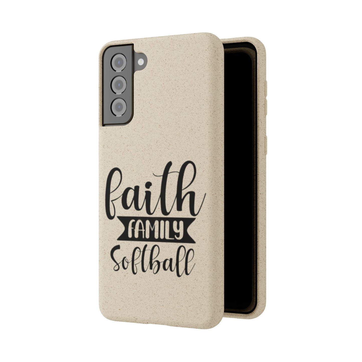 Biodegradable Softball Case - Faith Family Design, Eco-Friendly Phone Cover, Gift for Softball Lovers, Sustainable Accessory, Sports [...]