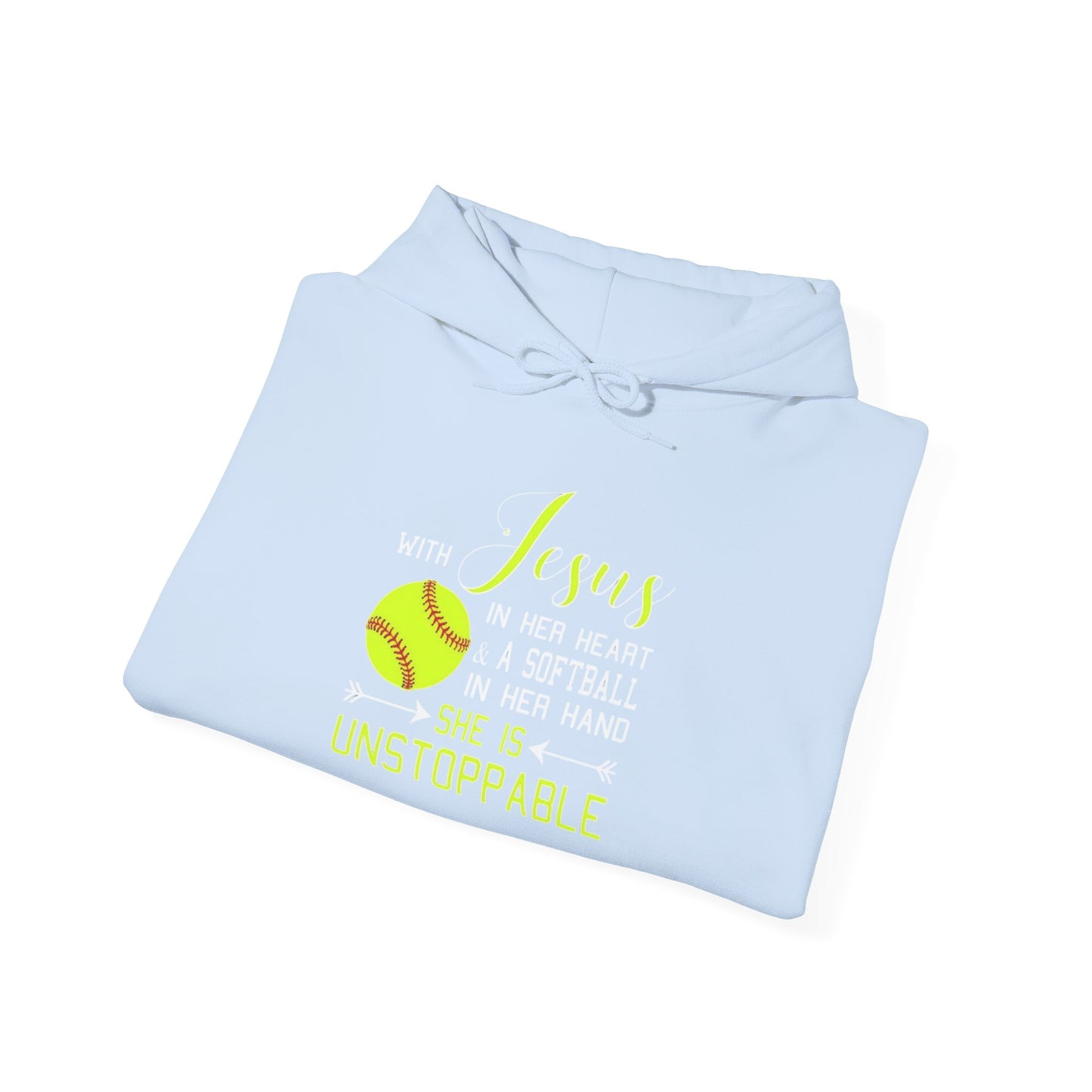 Unstoppable Faith Hooded Sweatshirt | Christian Gift for Softball Players | Inspirational Hoodie | Activewear for Women | Birthday Gift