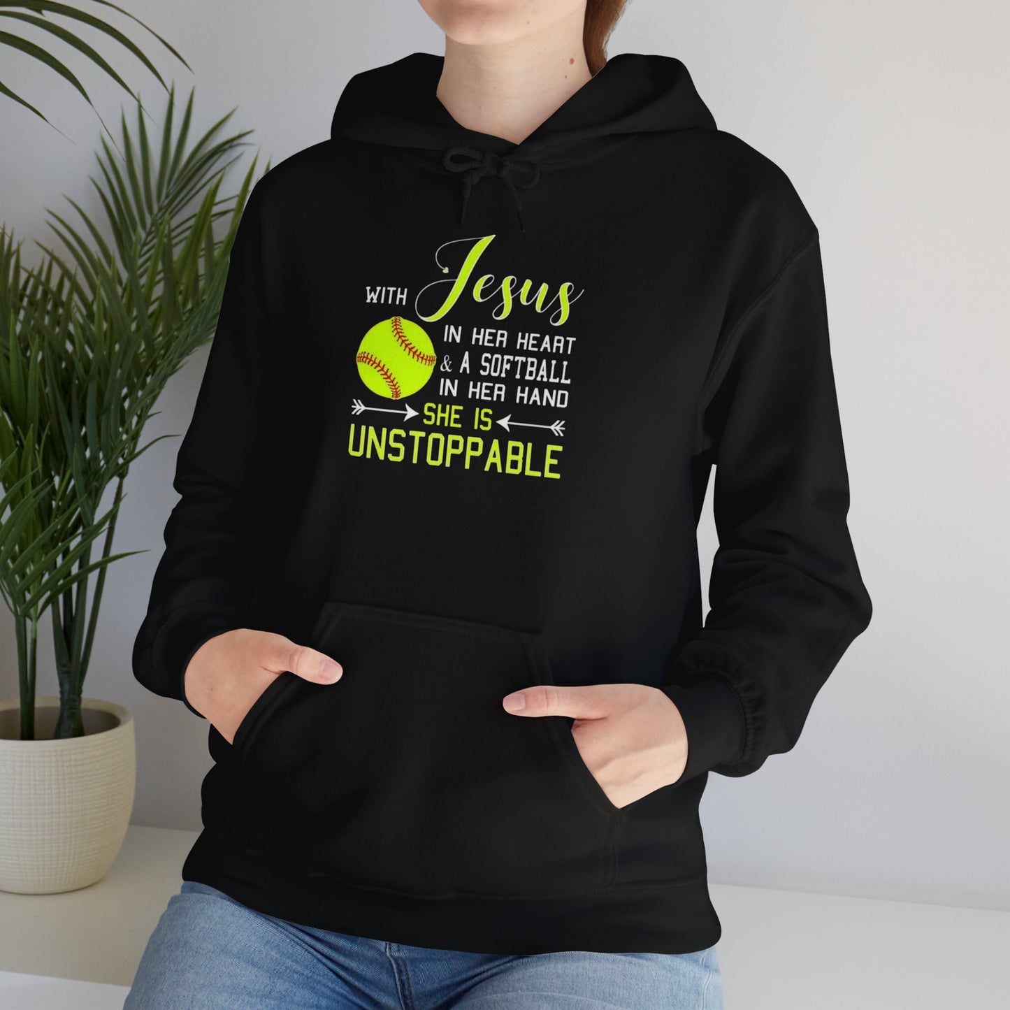 Unstoppable Faith Hooded Sweatshirt | Christian Gift for Softball Players | Inspirational Hoodie | Activewear for Women | Birthday Gift