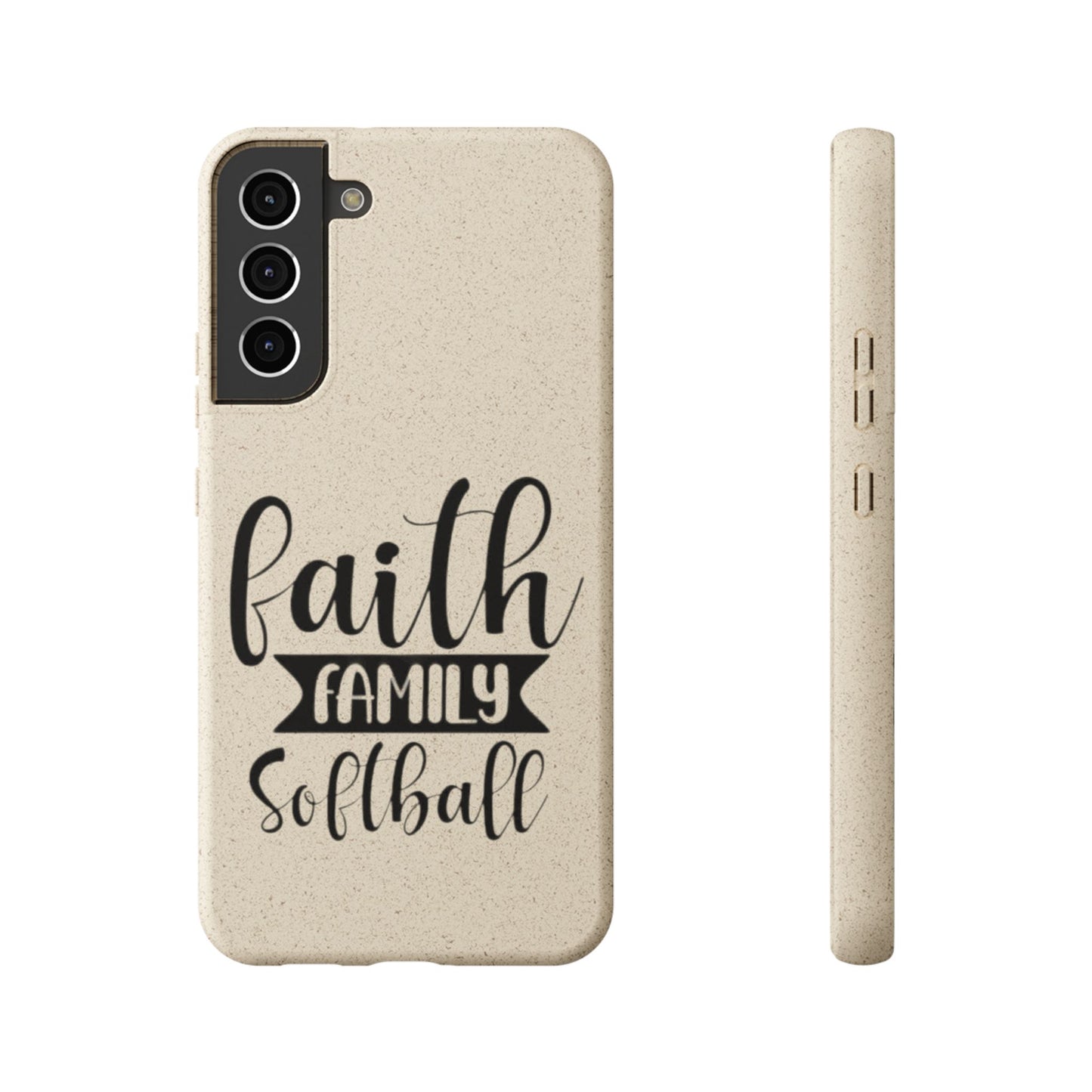 Biodegradable Softball Case - Faith Family Design, Eco-Friendly Phone Cover, Gift for Softball Lovers, Sustainable Accessory, Sports [...]
