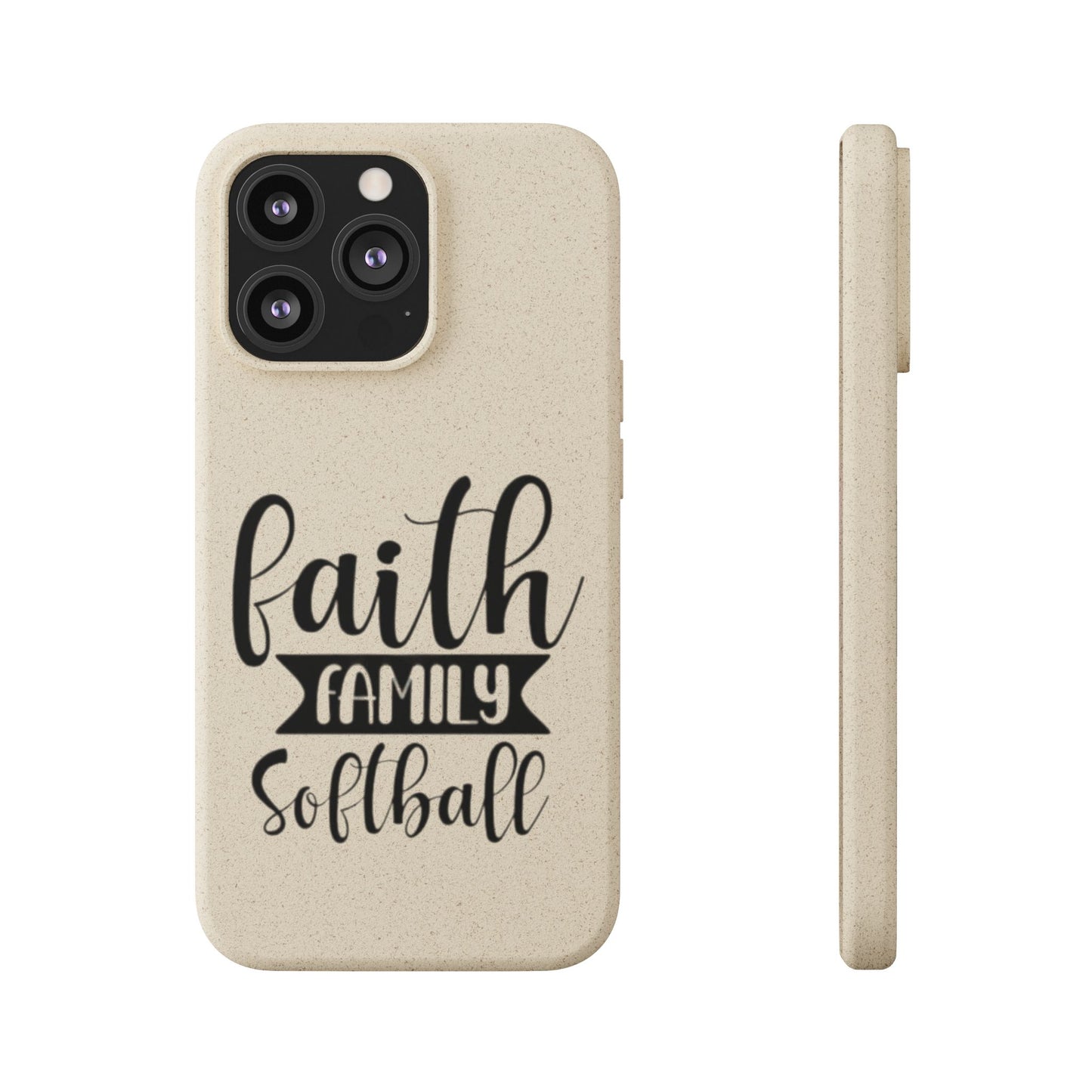 Biodegradable Softball Case - Faith Family Design, Eco-Friendly Phone Cover, Gift for Softball Lovers, Sustainable Accessory, Sports [...]