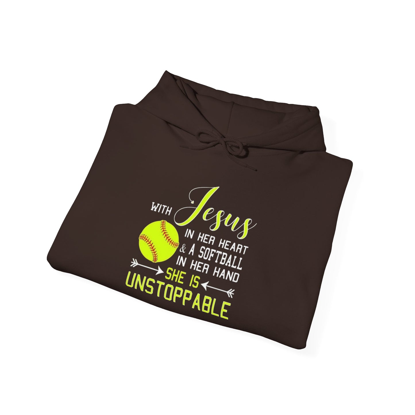 Unstoppable Faith Hooded Sweatshirt | Christian Gift for Softball Players | Inspirational Hoodie | Activewear for Women | Birthday Gift