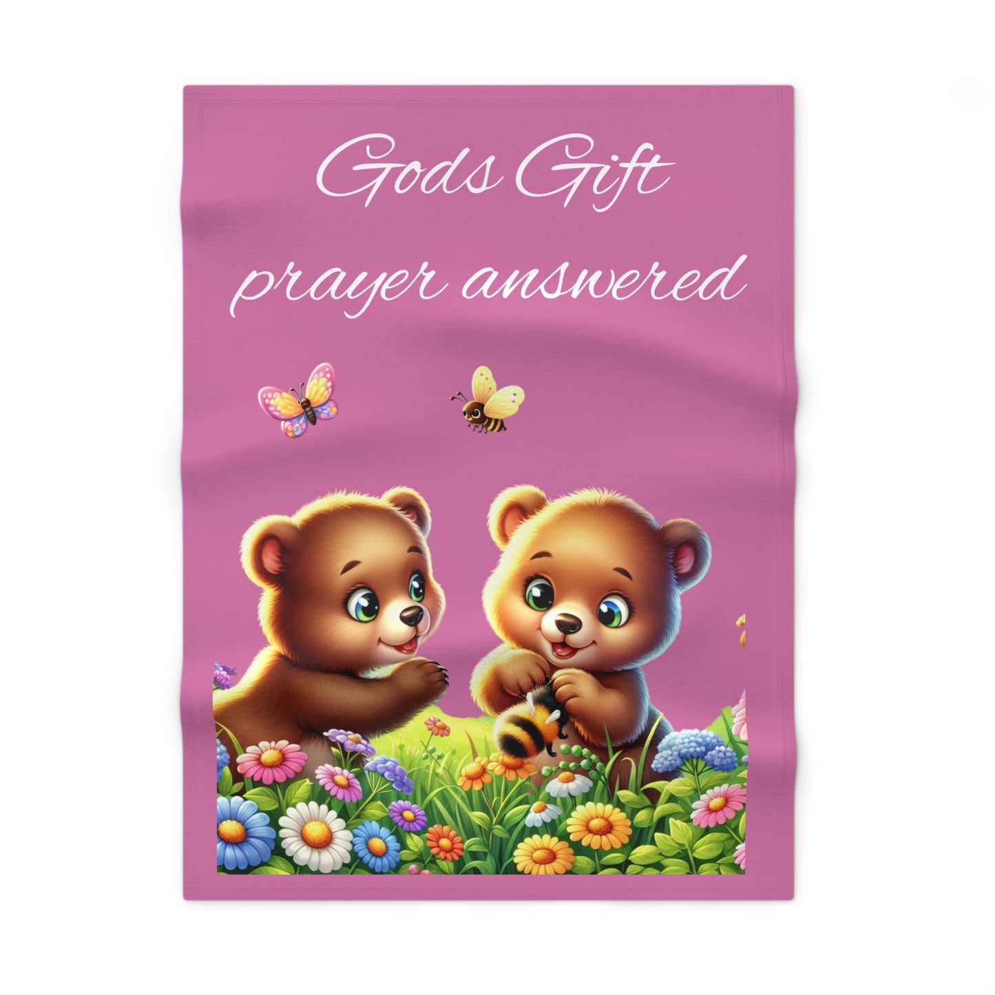 Soft Fleece Baby Blanket with Cute Bears - Perfect Baby Shower Gift, Nursery Decor, Prayer Comfort, Newborn Blanket, Infant Gifts
