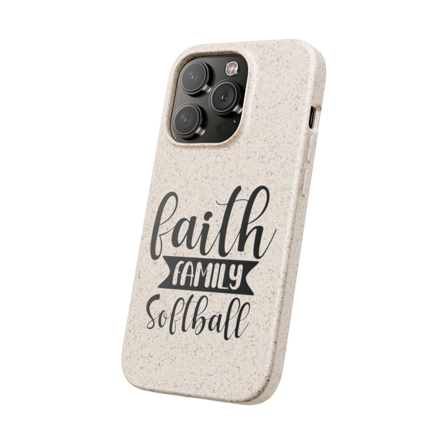 Biodegradable Softball Case - Faith Family Design, Eco-Friendly Phone Cover, Gift for Softball Lovers, Sustainable Accessory, Sports [...]
