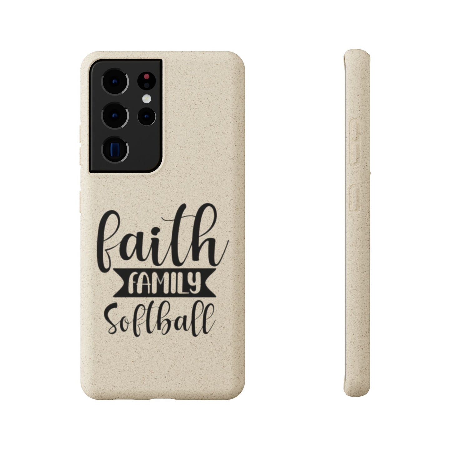 Biodegradable Softball Case - Faith Family Design, Eco-Friendly Phone Cover, Gift for Softball Lovers, Sustainable Accessory, Sports [...]