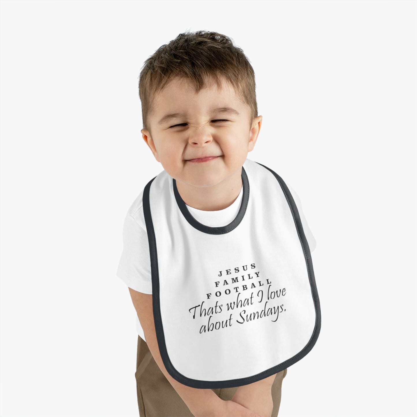Bib for Baby Football Lovers, Cute Baby Bib, Baby Shower Gift, Religious Baby Gift, Kids Jersey Bib, Sunday Family Bib